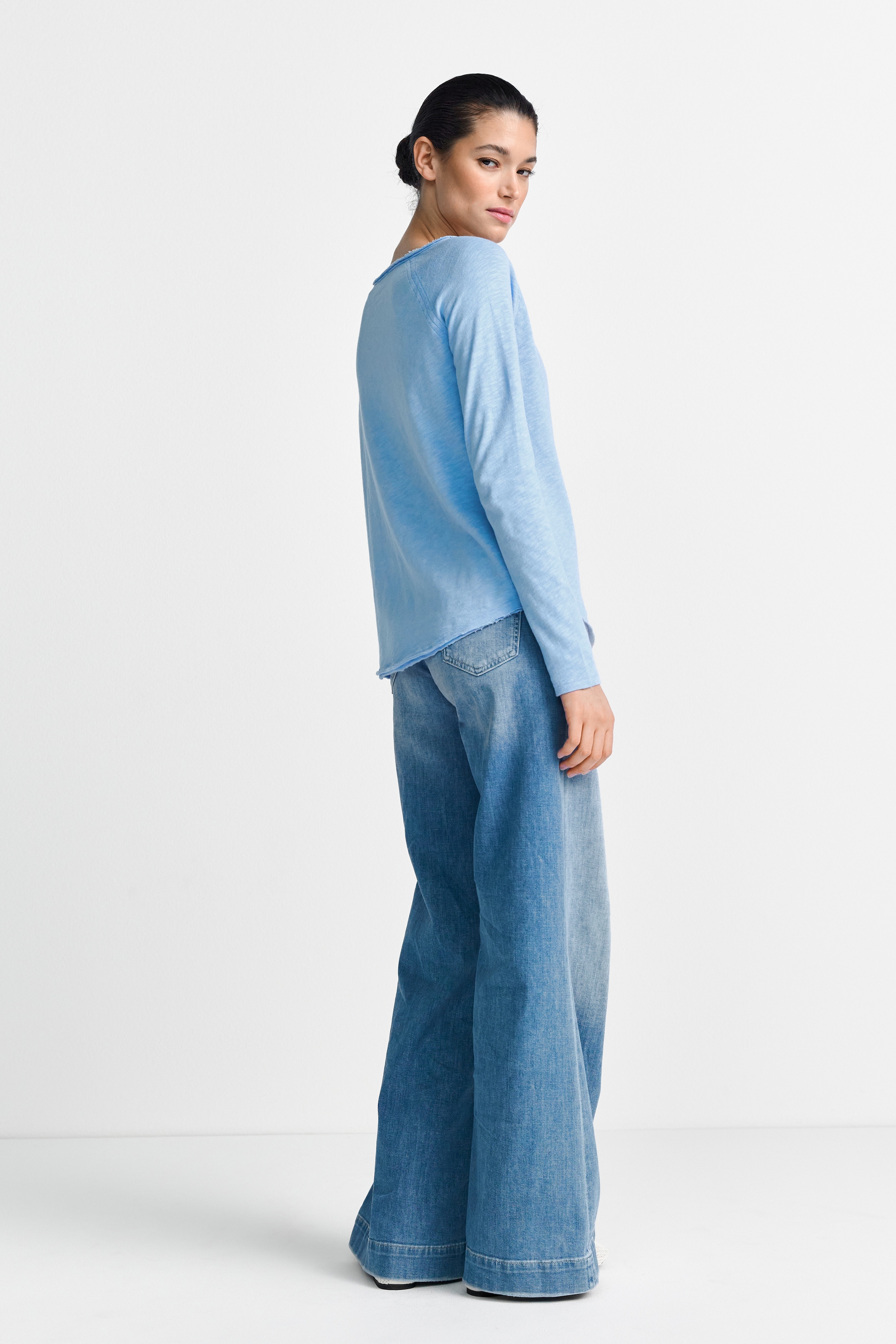 RICHROYAL T-shirt à manches longues »2409 O HJ LS« mit offener Ausschnittkante und Saum