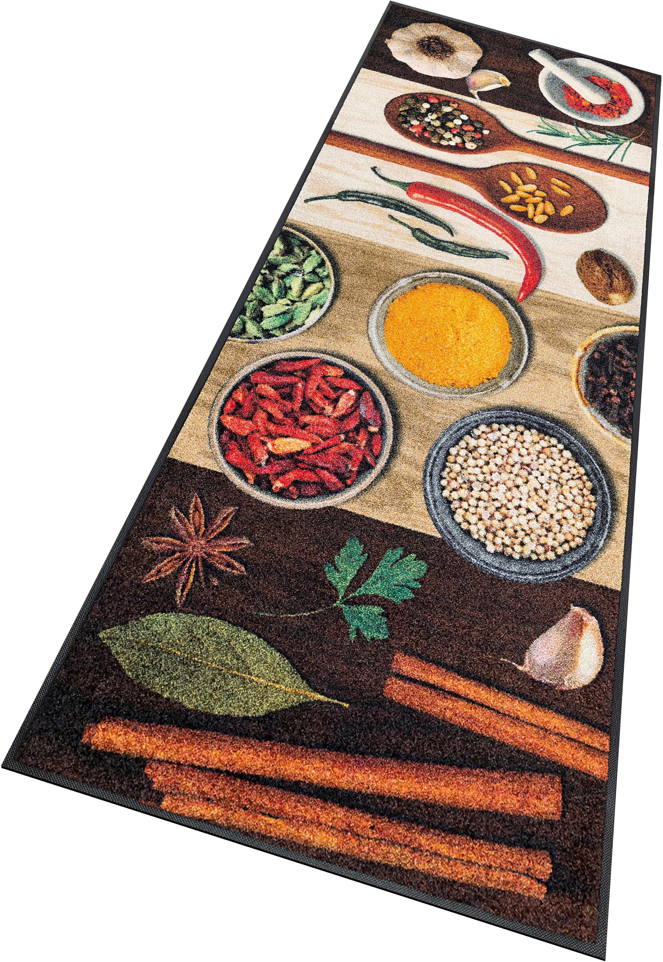 Image of wash+dry by Kleen-Tex Küchenläufer "Hot Spices" rechteckig 9 mm Höhe Teppich, Motiv Gewürze, rutschhemmend, waschbar, Küche