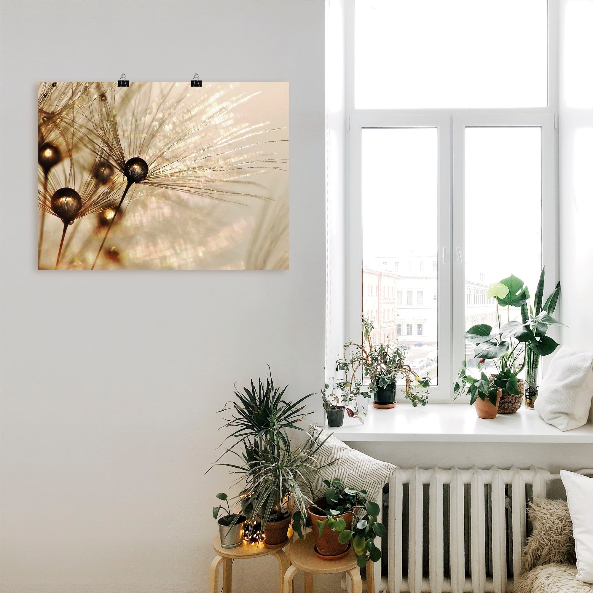 Artland Wandbild »Pusteblume Goldener Tropfen« Blumen 1 Stk. tlg. als Alubild, Leinwandbild, Poster in verschied. Grössen