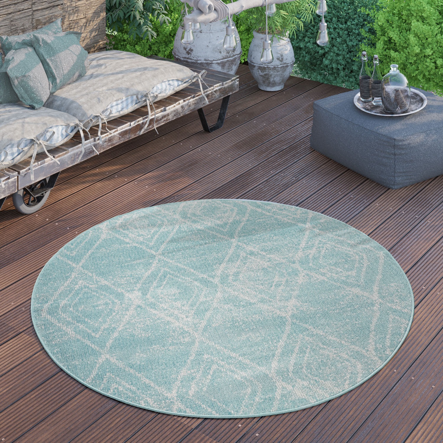 Image of Paco Home Teppich »Artigo 427«, rund, 11 mm Höhe, Kurzflor, Rauten Design, In- und Outdoor geeignet, ideal im Wohnzimmer & Schlafzimmer bei Ackermann Versand Schweiz
