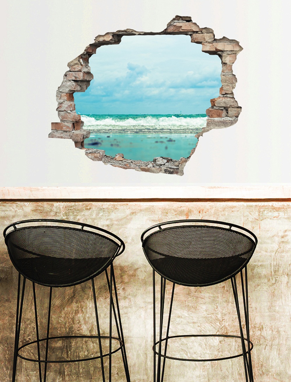 queence Wandtattoo »Meer« Wandsticker, Wandbild, selbstklebend, 3D, Wanddurchbruch