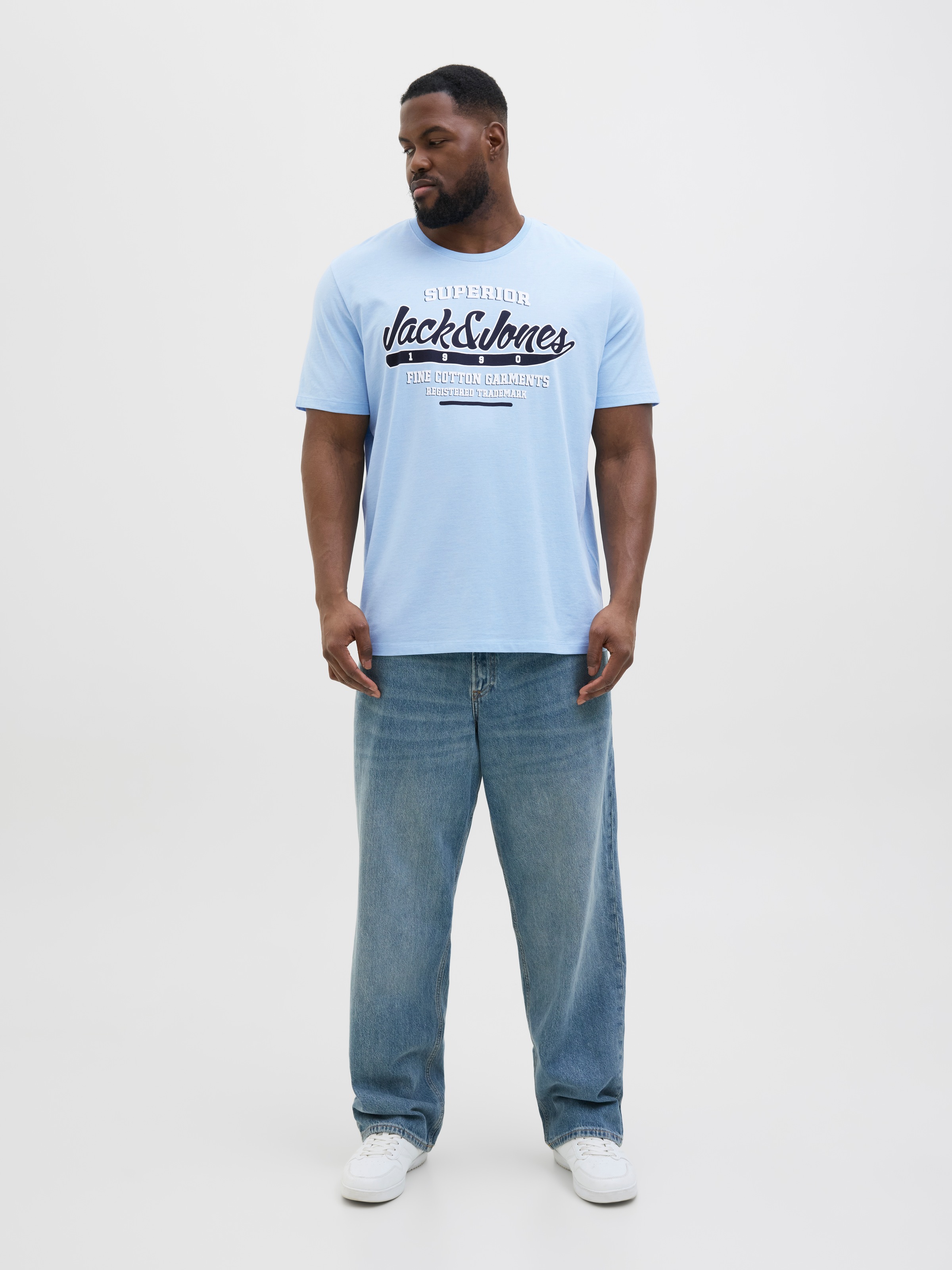 Jack & Jones PlusSize T-Shirt »JJELOGO TEE SS O-NECK 2 COL AW24 S PLS«, mit Frontprint