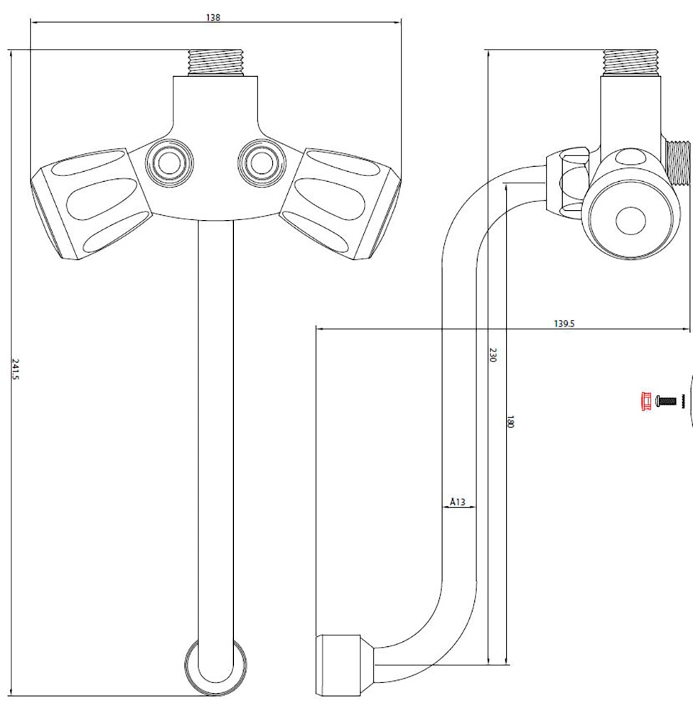 Schütte Robinet d'évier robinet basse pression pour chauffe-eau 5 l sur table, pour montage mural