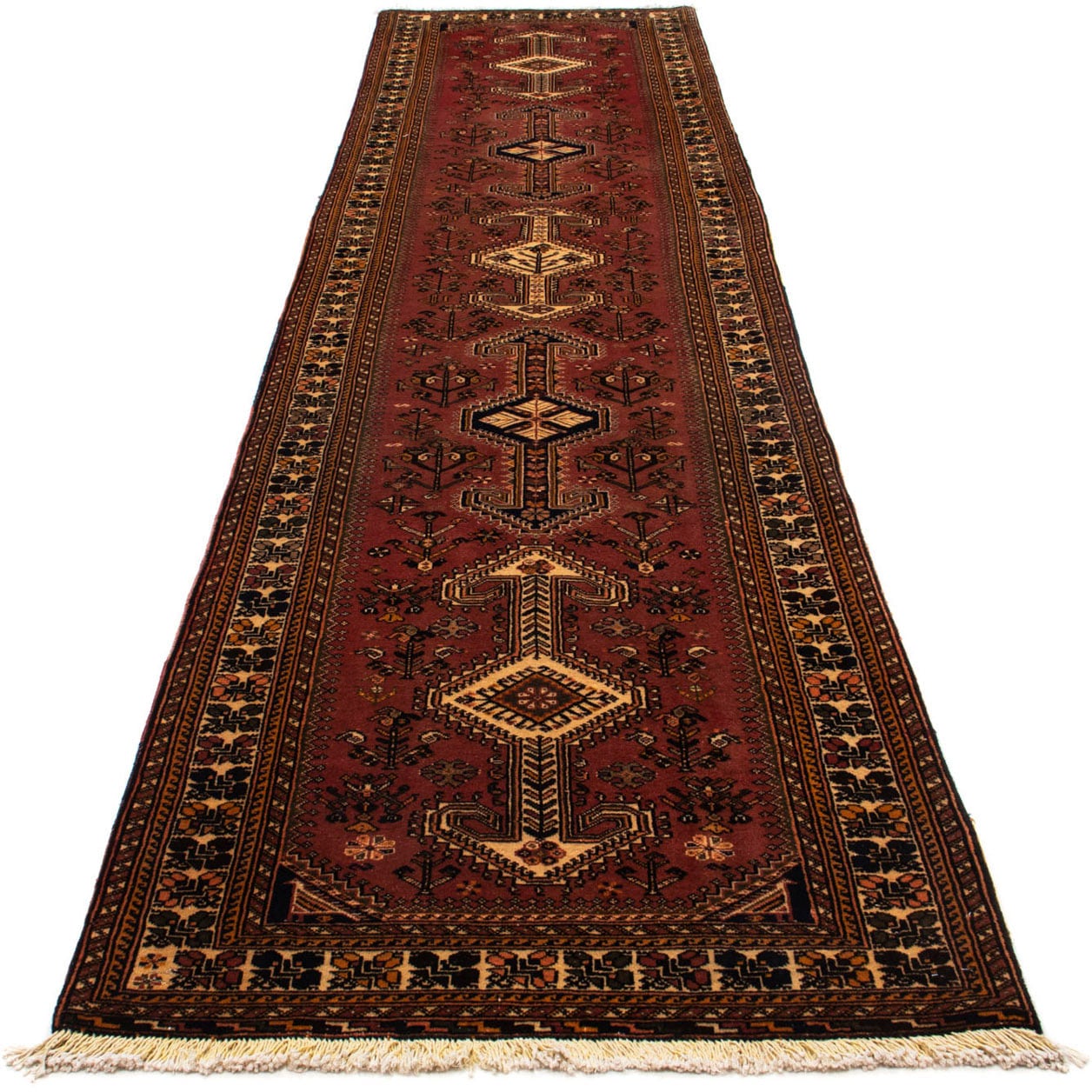 Hochflor-Läufer »Shiraz Medaillon Marrone 394 x 93 cm«, rechteckig, Unikat mit Zertifikat