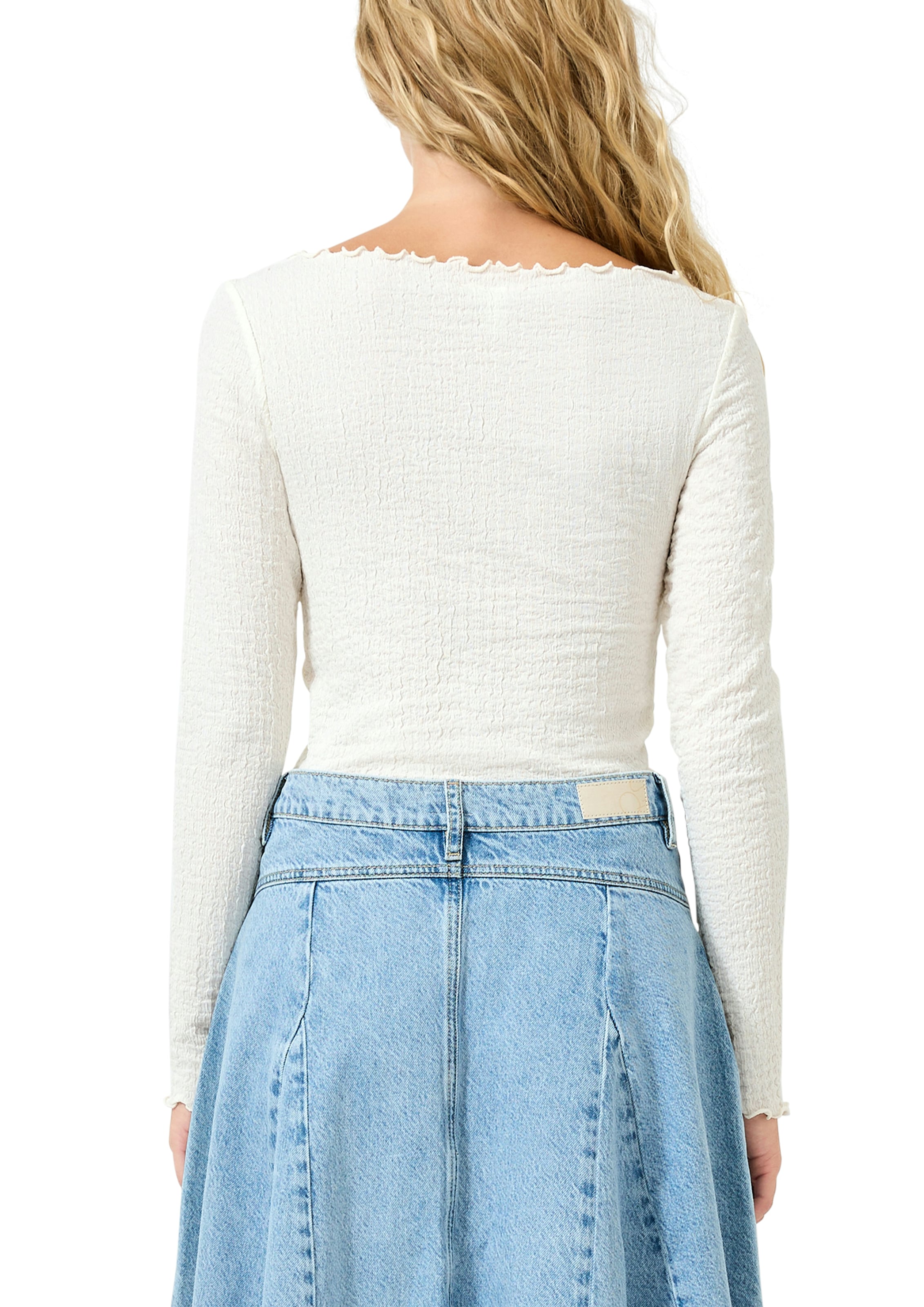 QS T-shirt à manches longues mit gewellten Abschlüssen