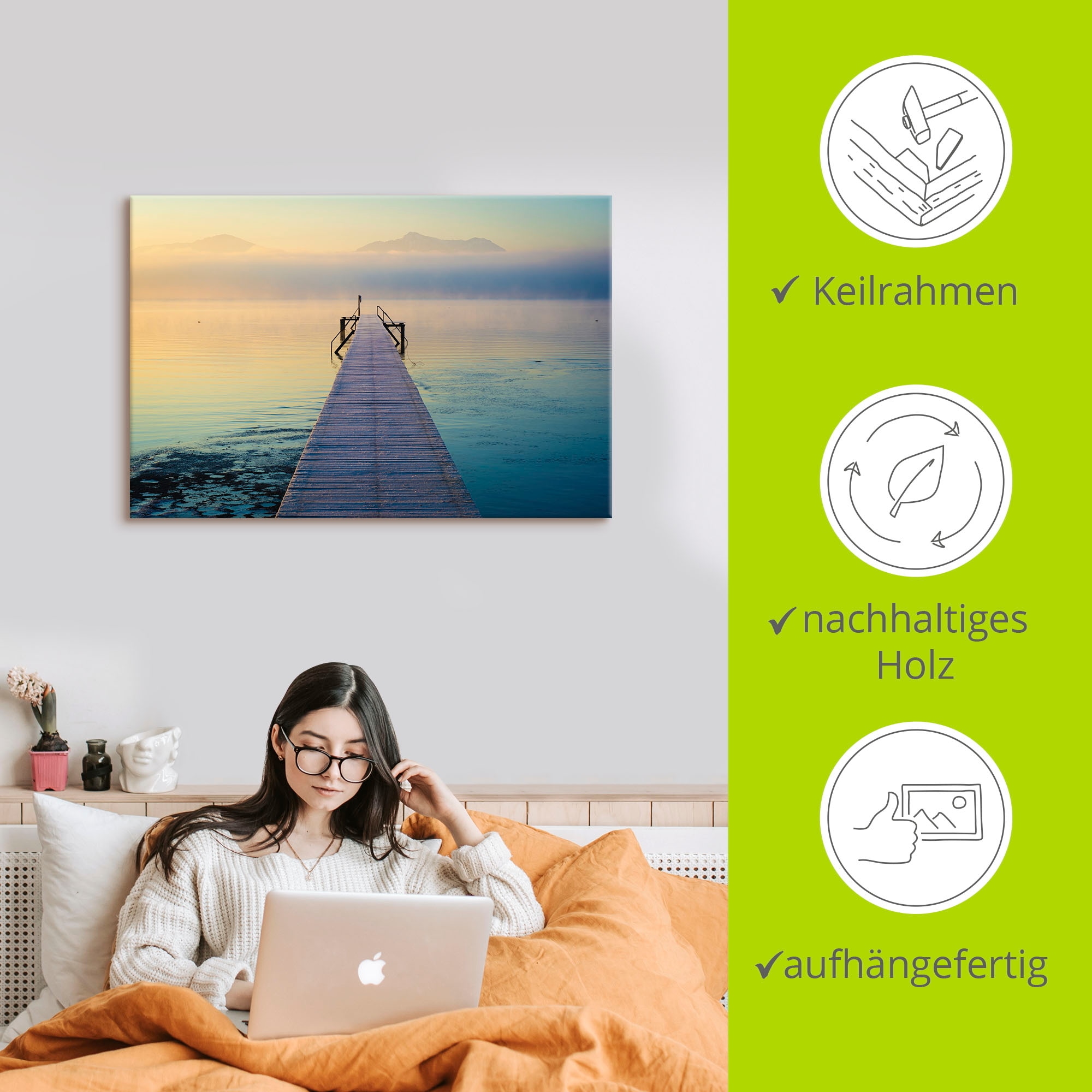 Artland Wandbild »Sonnenaufgang am Chiemsee«, Seebilder, (1 St.), als Leinwandbild, Poster, Wandaufkleber in verschied. Grössen