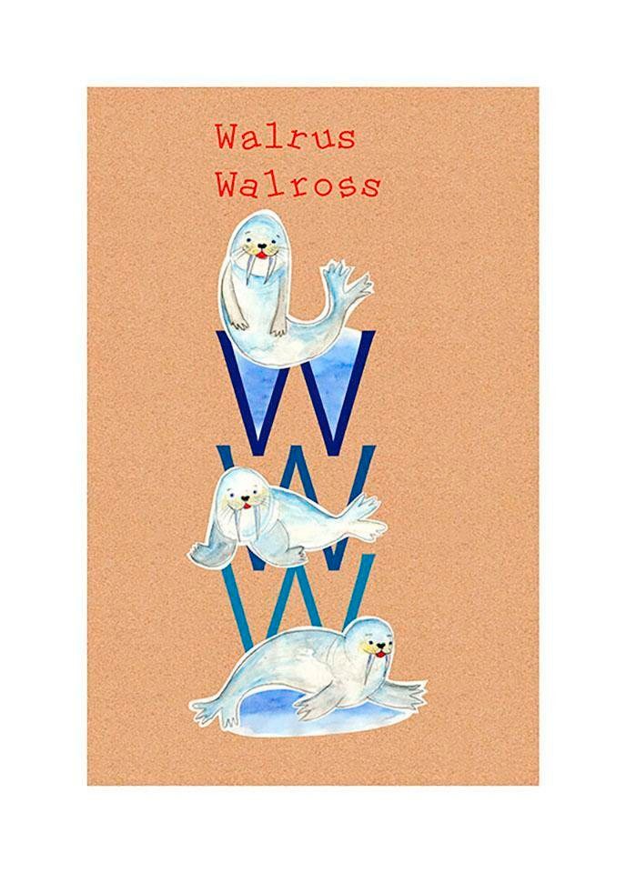 Image of Komar Bild "ABC Animal W" Buchstaben 1 Stk. tlg. Wandbild zur Dekoration - ohne Rahmen