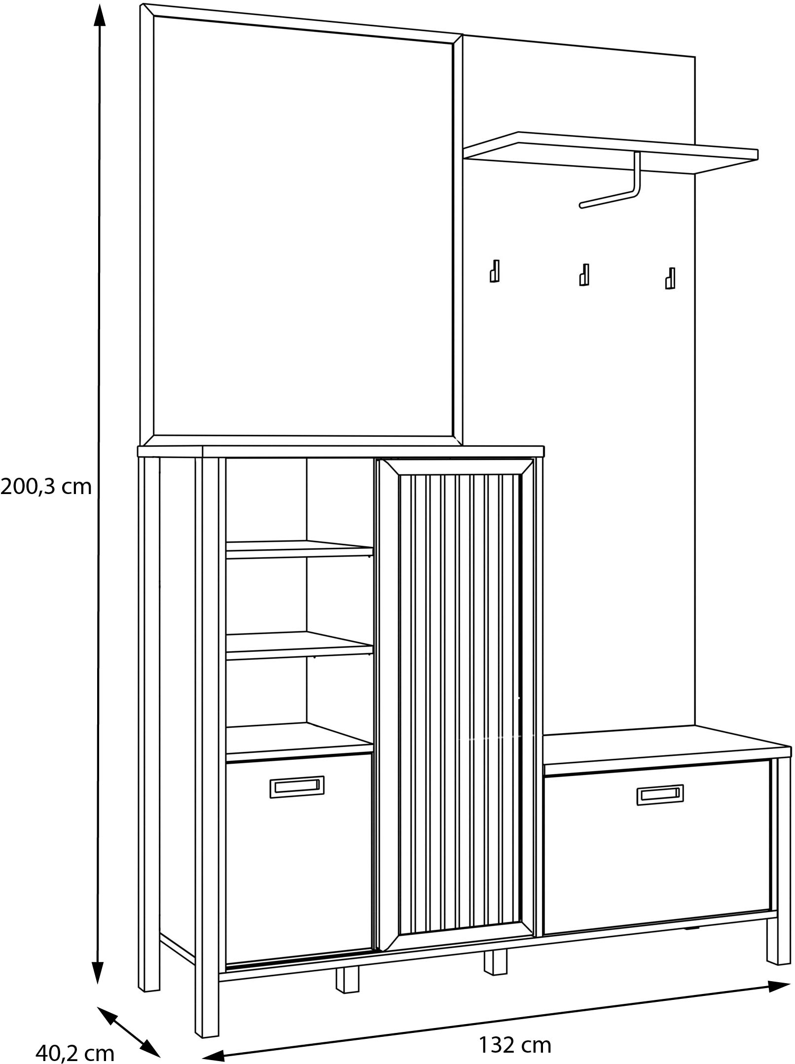 FORTE Kompaktgarderobe »Jytana« Kompaktgarderobe, Stauraum, Lamellenoptik, Trendfarbe