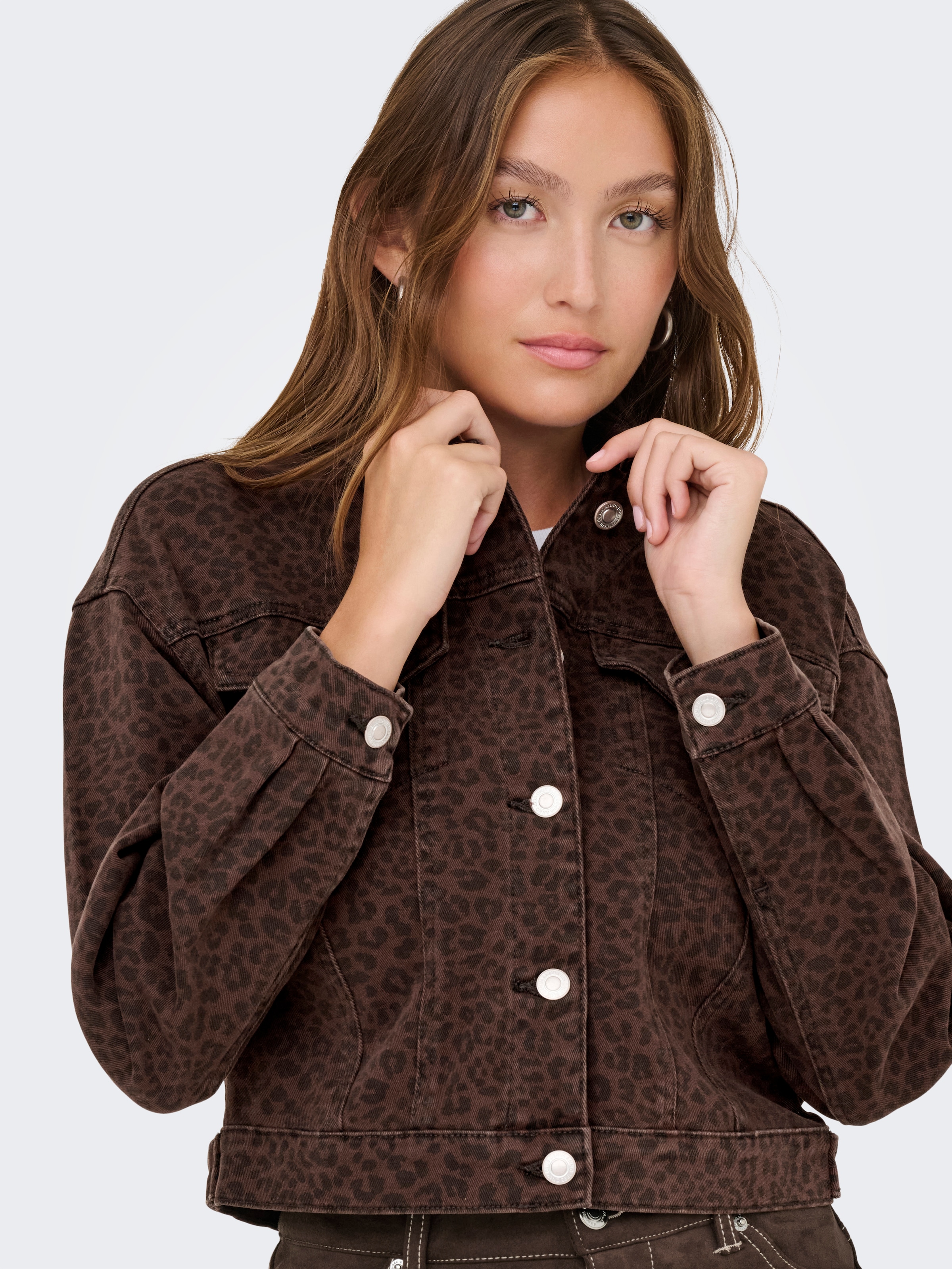 ONLY Jeansjacke »ONLANLIE-ANIMAL L/S JACKET CC PNT«, ohne Kapuze