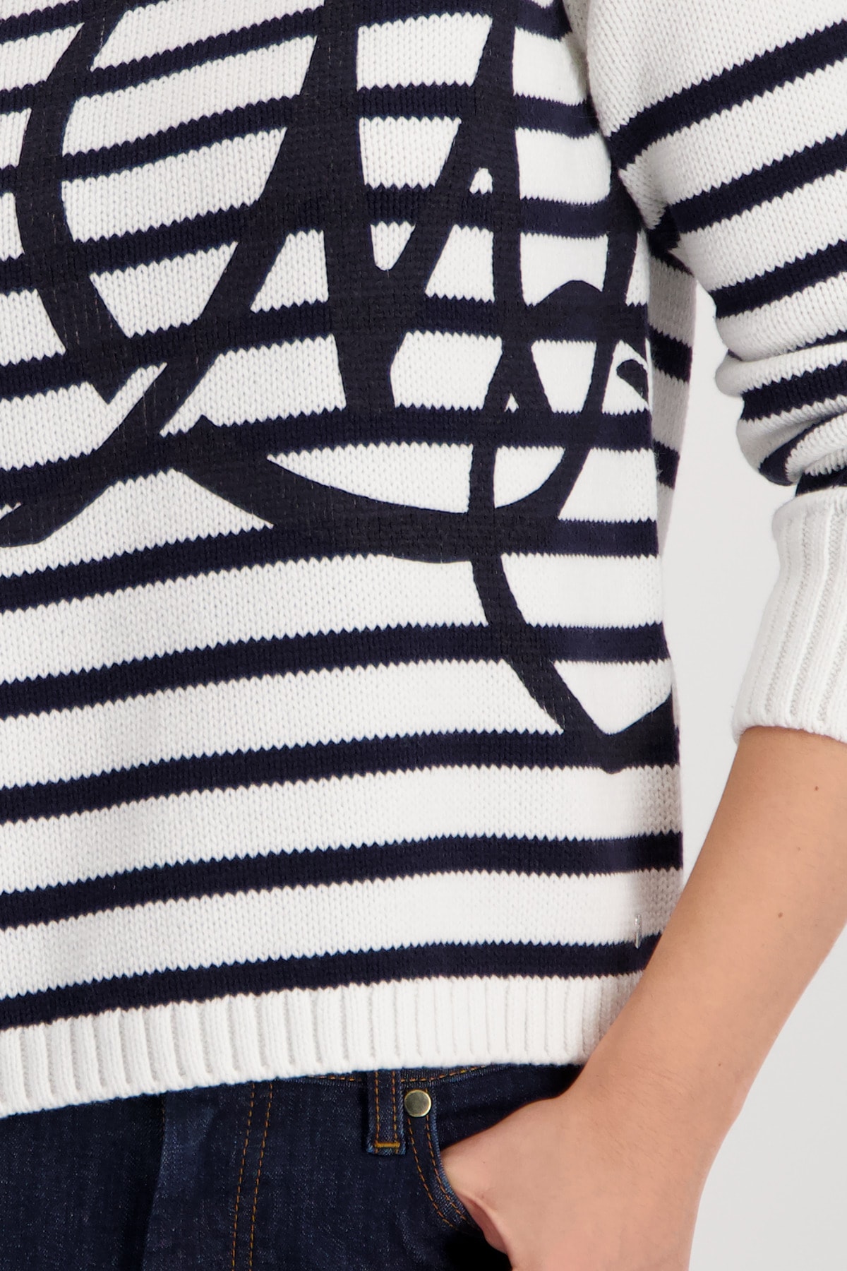 Monari Pull à capuche Regular Fit, mit Intarsie-Muster