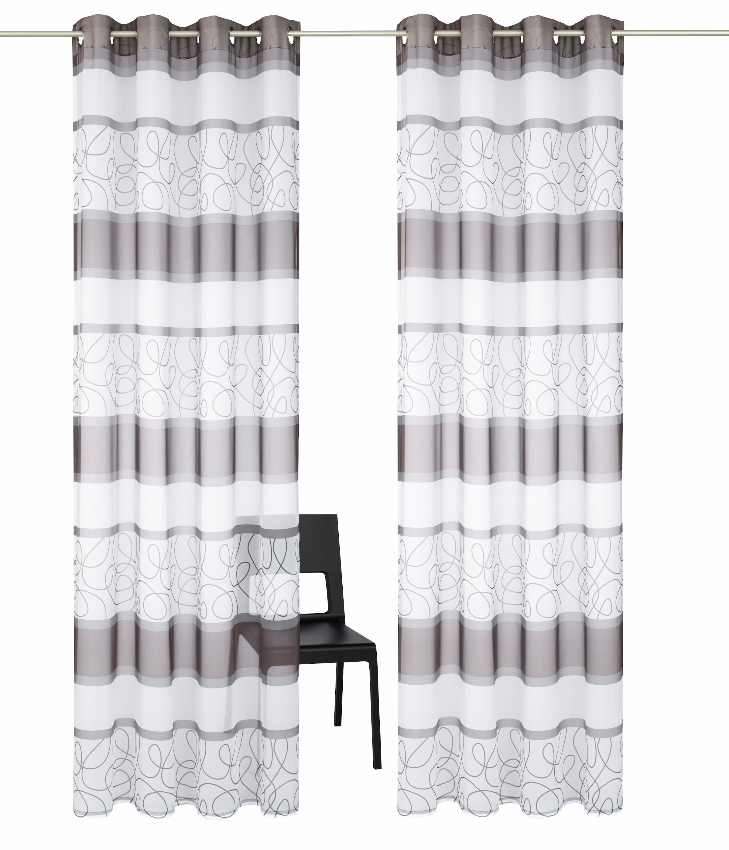 Gardine »Napala«, (2 St.), Vorhang, 2-er Set, Fertiggardine, transparent, Querstreifen