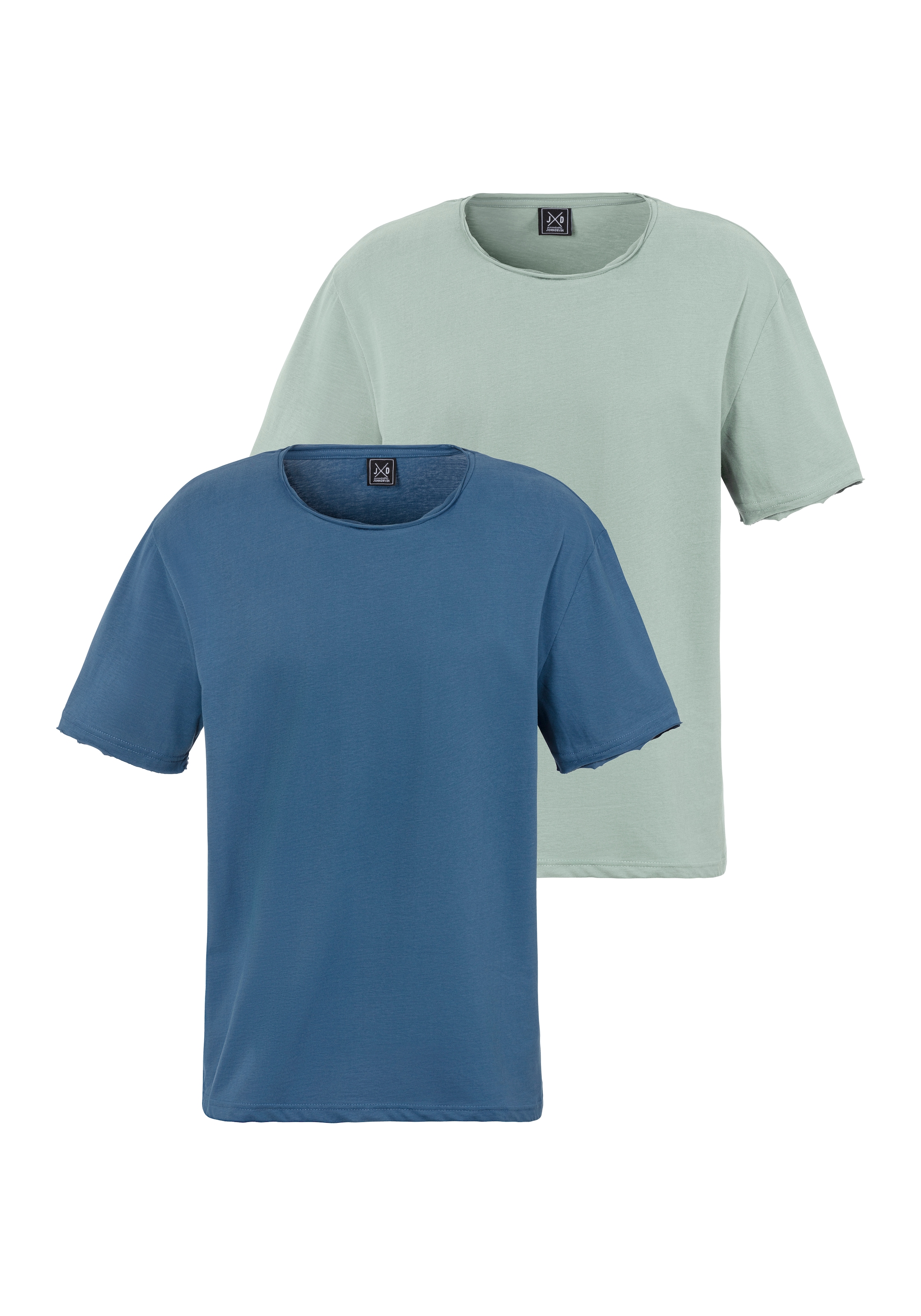 Image of John Devin T-Shirt "mit geschnittenen Kanten" Packung, 2, Relaxed Fit, Kurzarm, Freizeitshirt mit Rundhals aus reiner Baumwolle