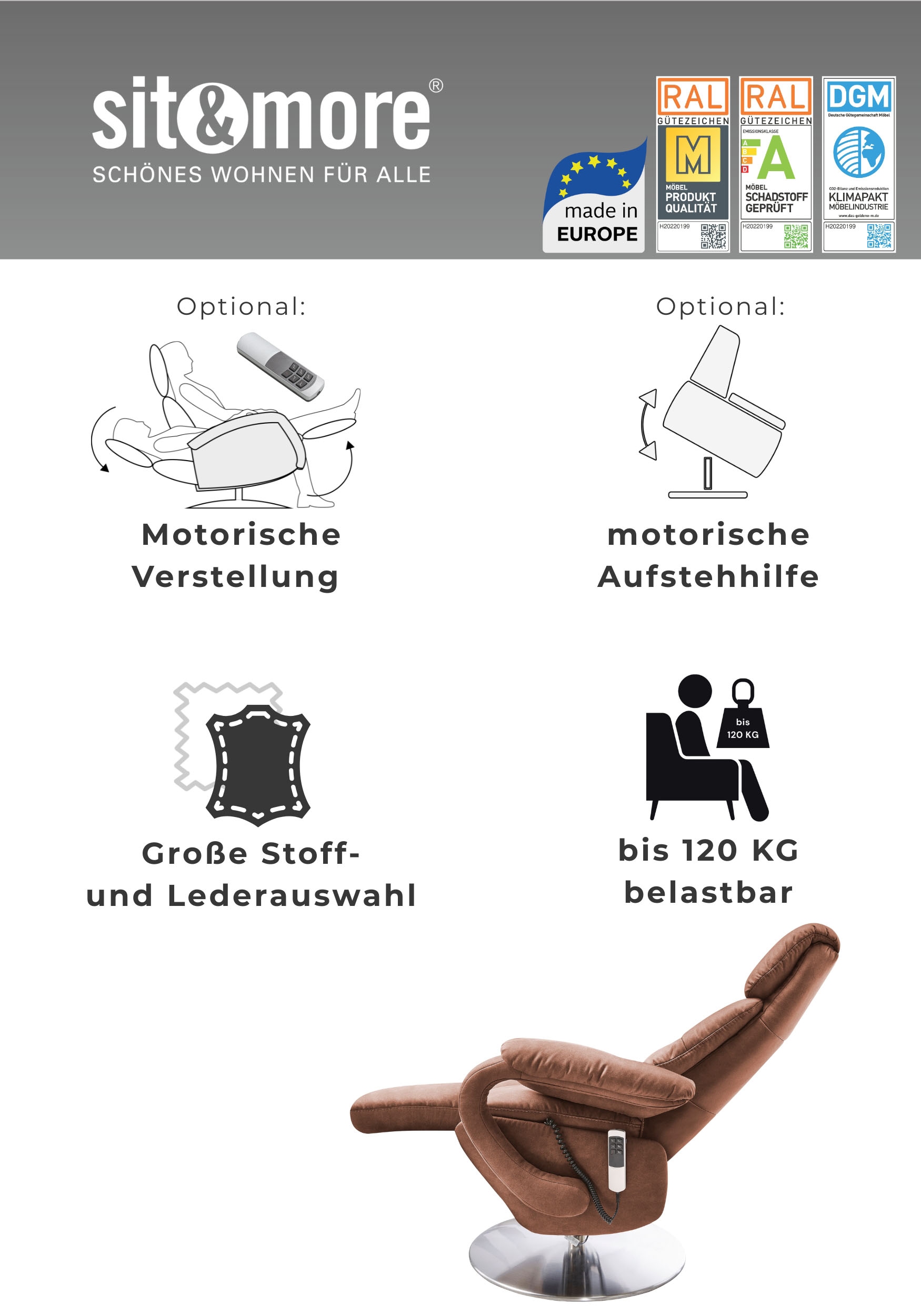 sit&more TV-Sessel »Enjoy« in Grösse L, wahlweise mit Motor und Aufstehhilfe