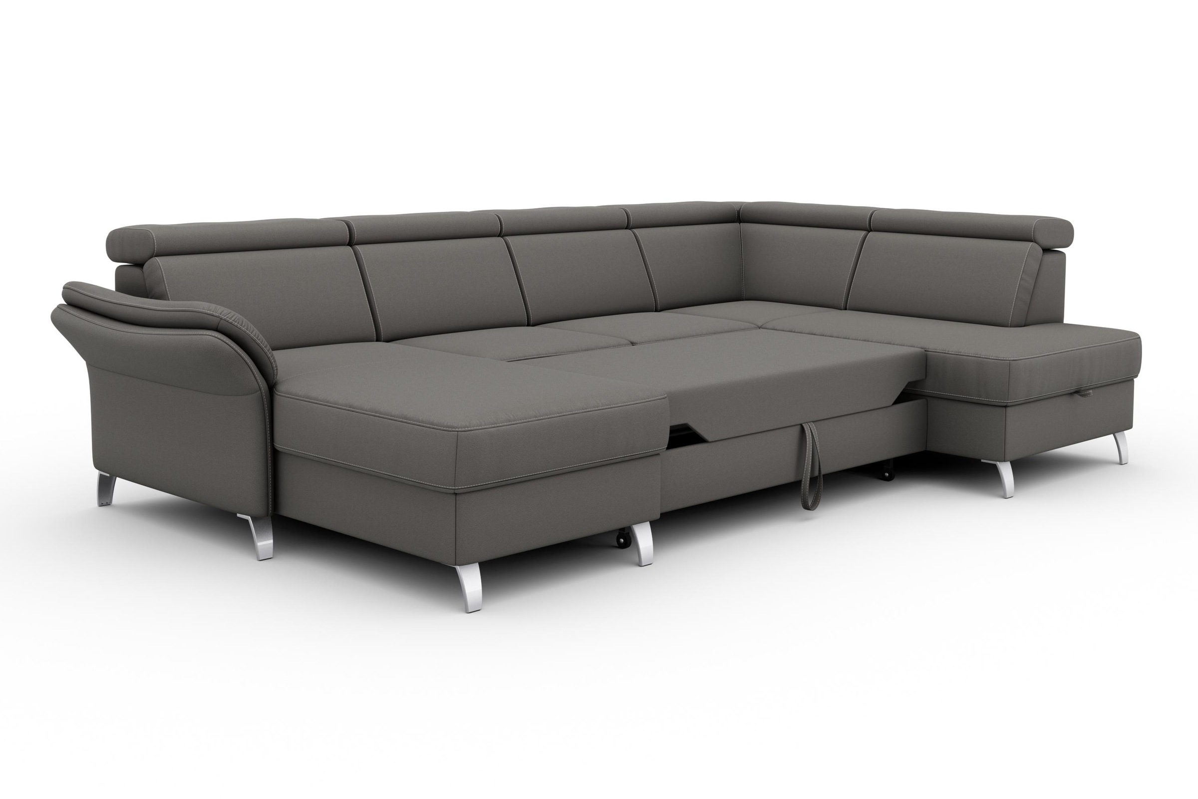 sit&more Wohnlandschaft »Vincenzo U-Form«, inklusive Kopfteilverstellung, wahlweise mit Bettfunktion, Bettkasten