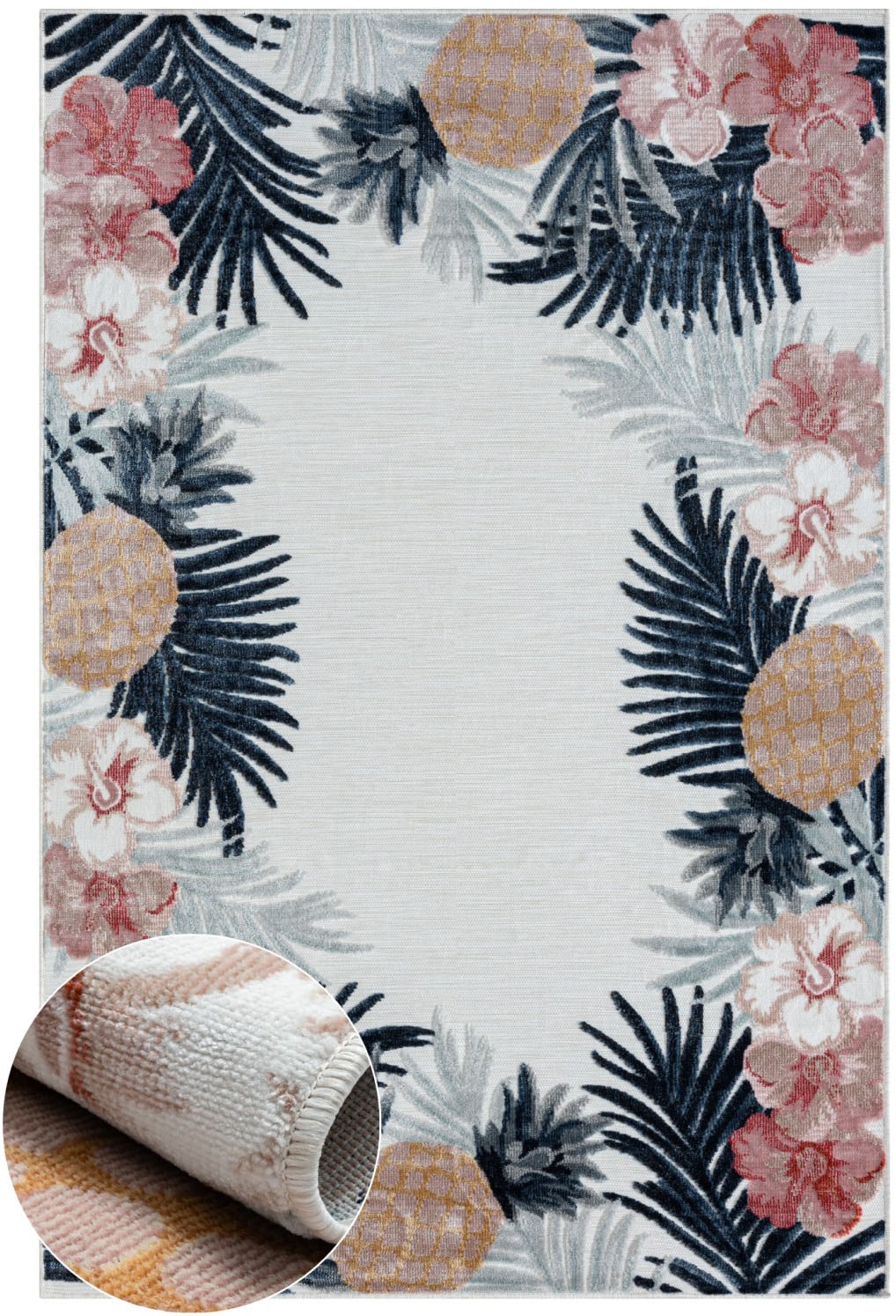 Myflair Möbel & Accessoires Teppich »Sunny, LAGERRÄUMUNG!« rechteckig 8 mm Höhe Blumen Motiv, mit Bordüre, Outdoor geeignet, Balkon, Terrasse