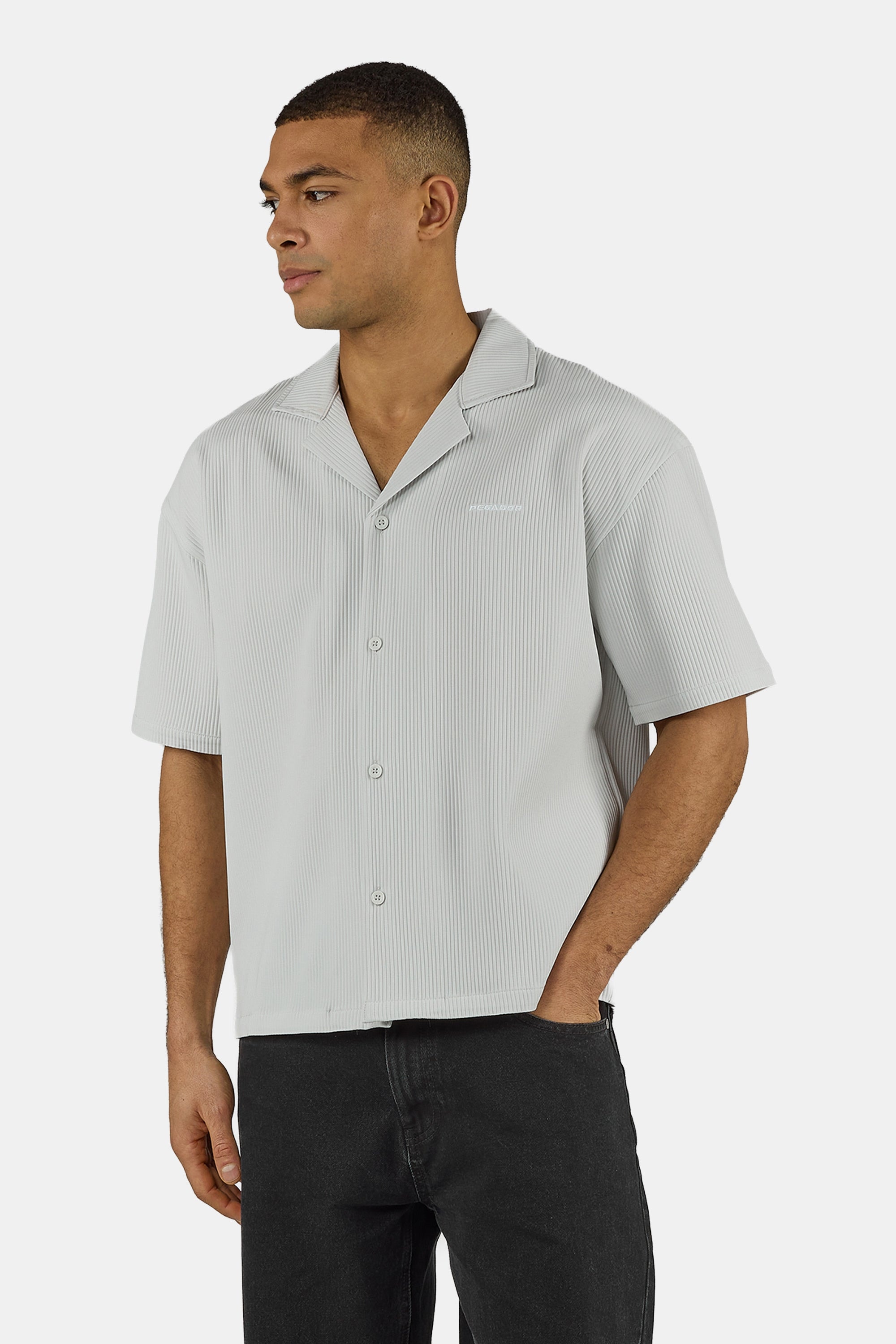 PEGADOR Chemise à manches courtes »TROY PLISSEE SUMMER SHIRT« mélange coton, coupe régulière