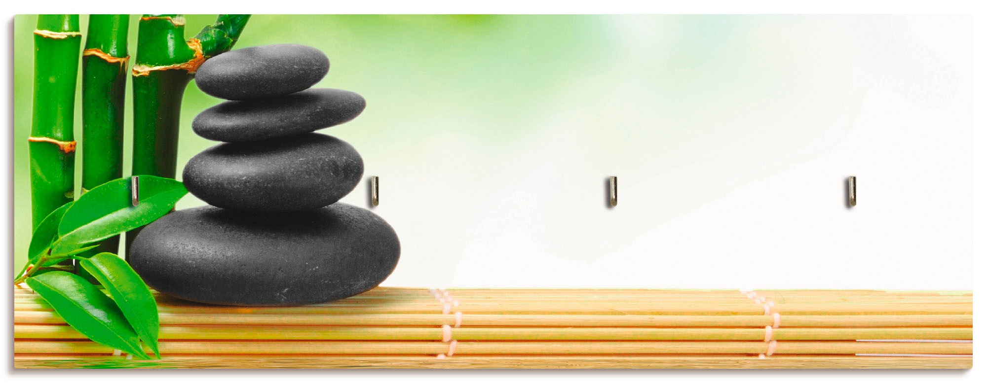 Image of Artland Hakenleiste »Spa Konzept Zen Basaltsteine«, aus Holz mit 4 Schlüsselhaken – Schlüsselboard, Schlüsselbretter, Schlüsselhalter, Schlüsselaufhänger für den Flur – Stil: Modern bei Ackermann Versand Schweiz