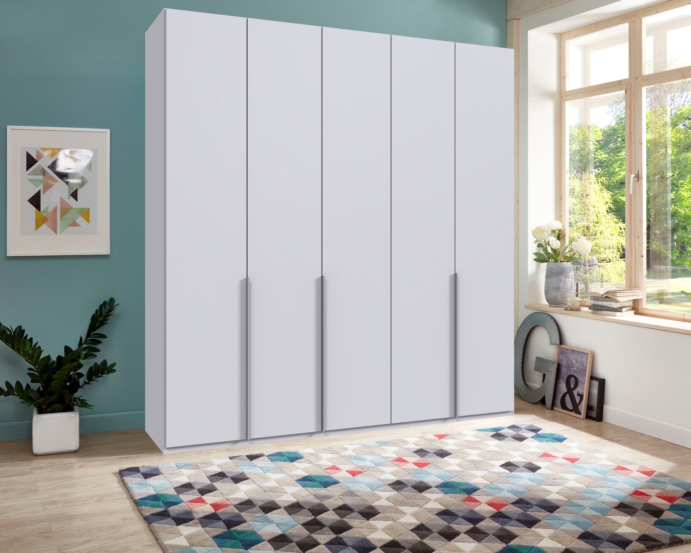 Wimex Kleiderschrank »Mugano,in 8 Breiten,3 Höhen,2 Tiefen, viele Farben, Made in Germany«, (in Basic oder Premium Ausstattung mit 2 weiteren Einlegeböden), mit langen oder kurzen Griffen aus Metall, mit oder ohne Spiegel