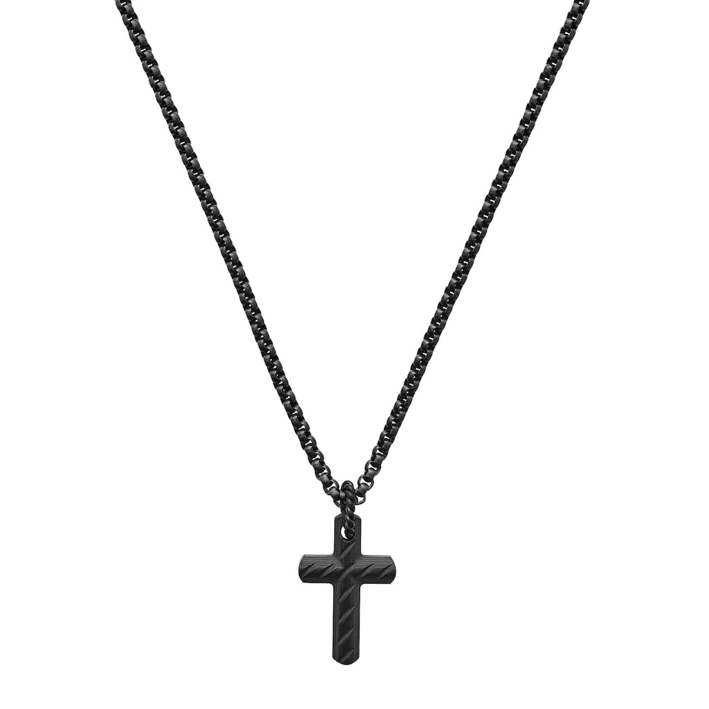 XENOX Kette mit Anhänger »Halskette, Kreuz, schwarz, X4115«