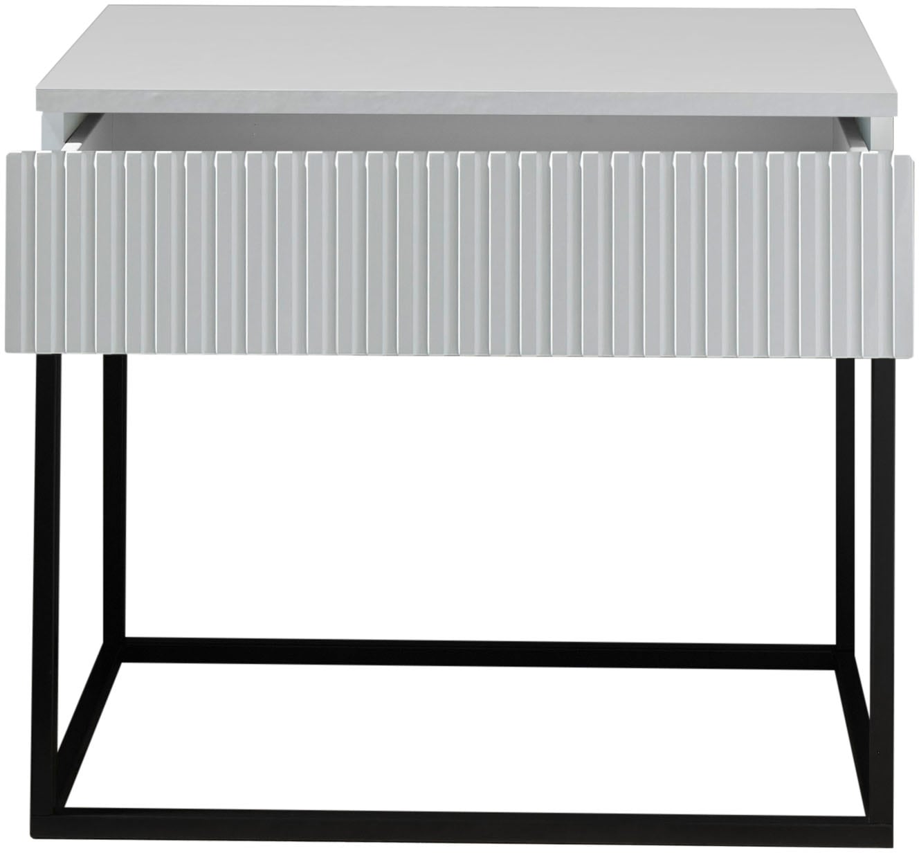Schlafkontor Nachtkommode »Marle Nachtkonsole, Nachtkästchen auf Metall-Fussgestell« Schubkasten in Rillenoptik auf schwarzem Metallgestell