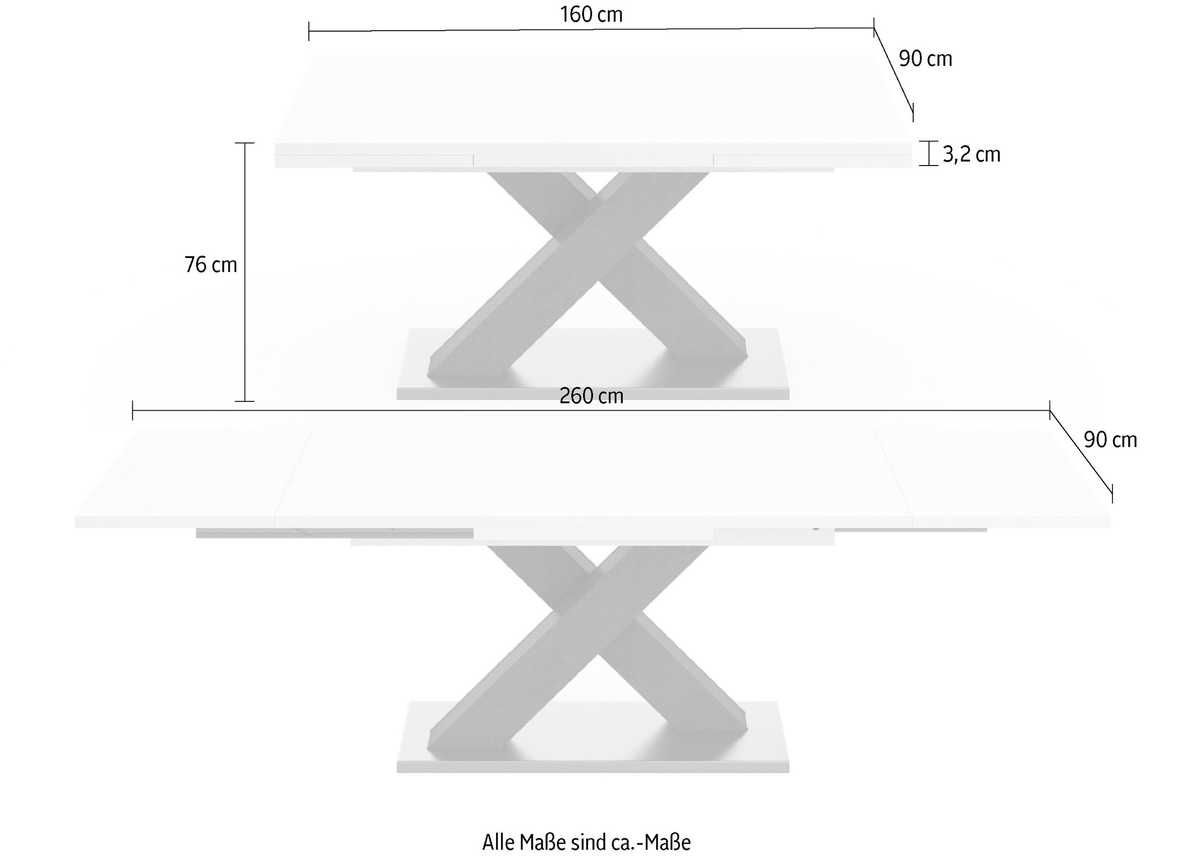 X-Gestell confortablement acheter Esstisch mit cm Breite in »Komfort mit C«, und Mäusbacher graphit Auszugsfunktion, 160-260