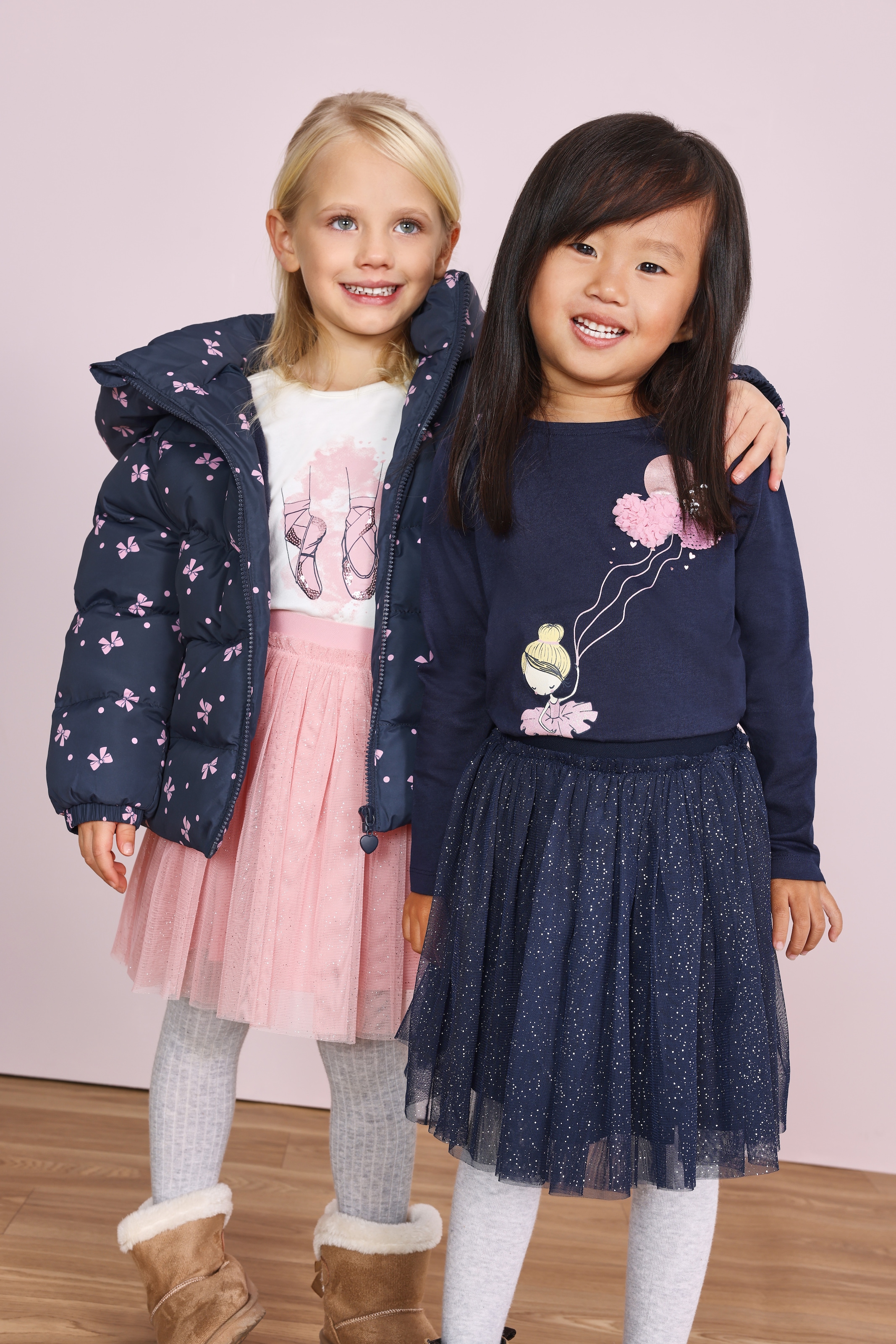 Blue Seven T-shirt à manches longues coton, sequins réversibles, impression scintillante et application en tulle