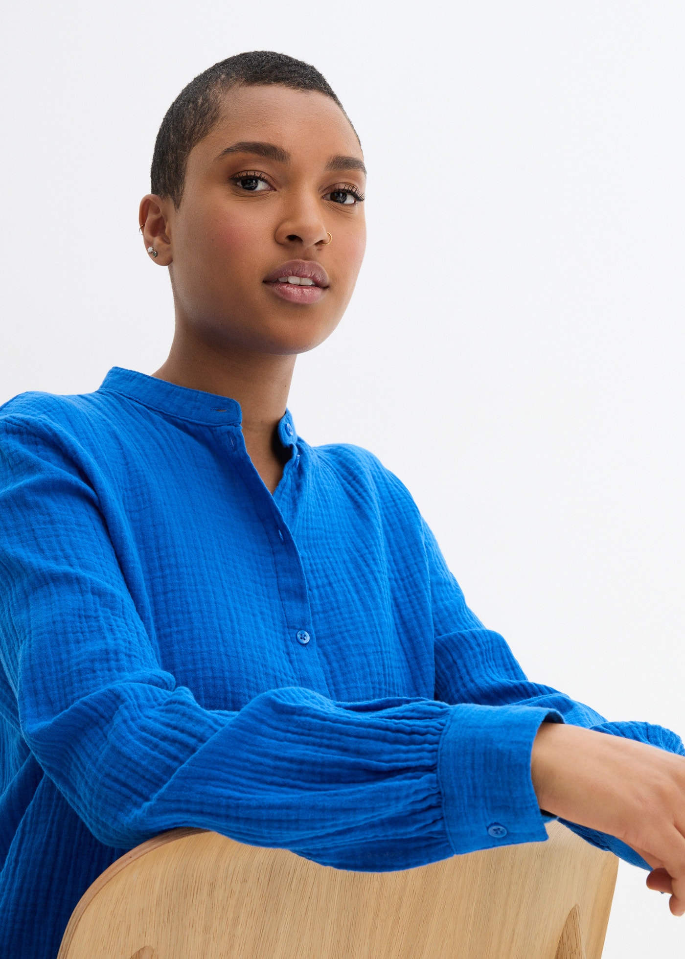 bonprix Langarmbluse »Musselin-Longbluse aus Baumwolle« Musselin-Longbluse aus Baumwolle