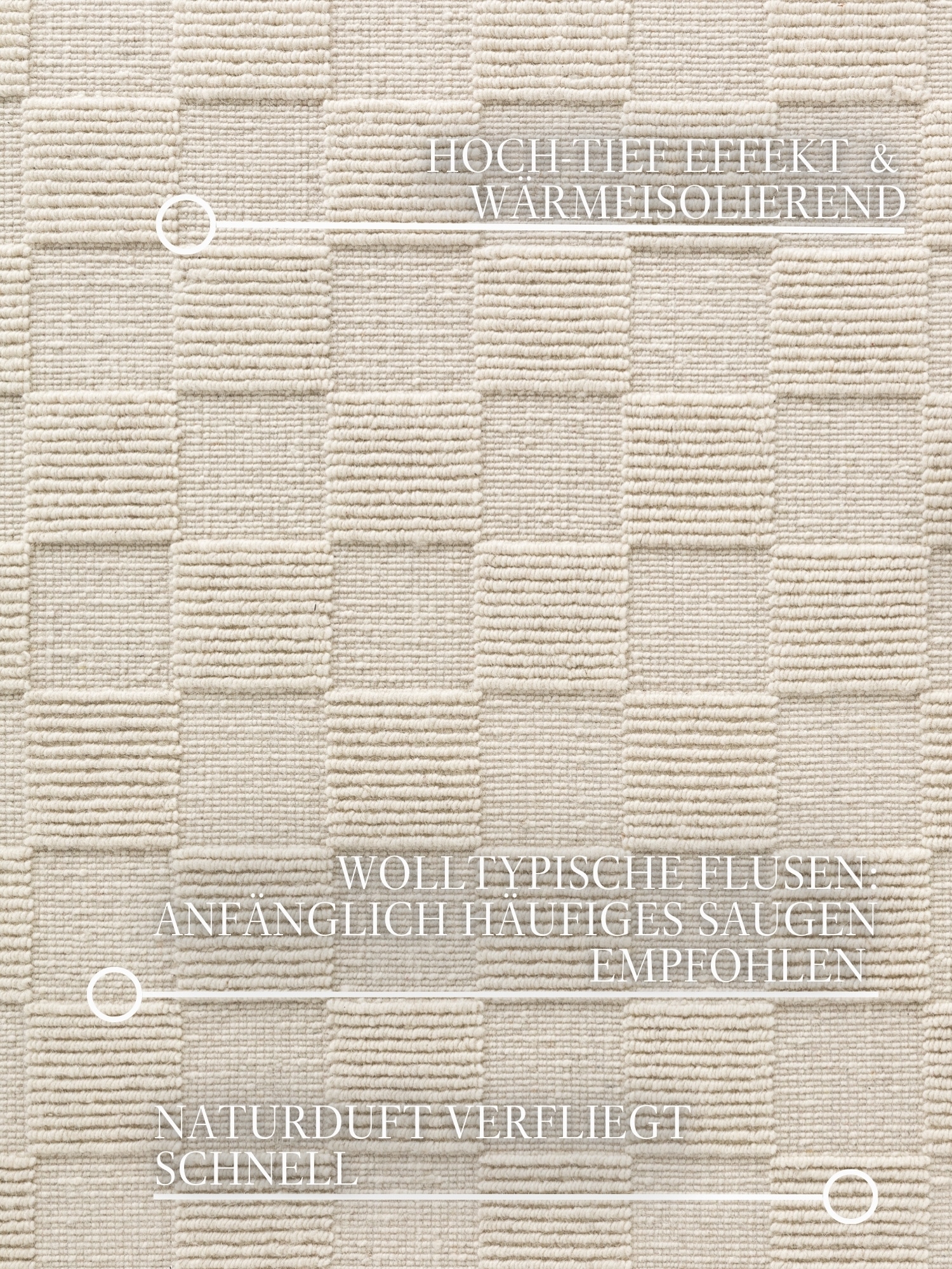 Villeroy & Boch Tapis en laine »Scala« Rectangulaire 10 mm Höhe Handgewebt, Wolle, Kariert, Natur, 3D-Struktur, Karo, Wohnzimmer