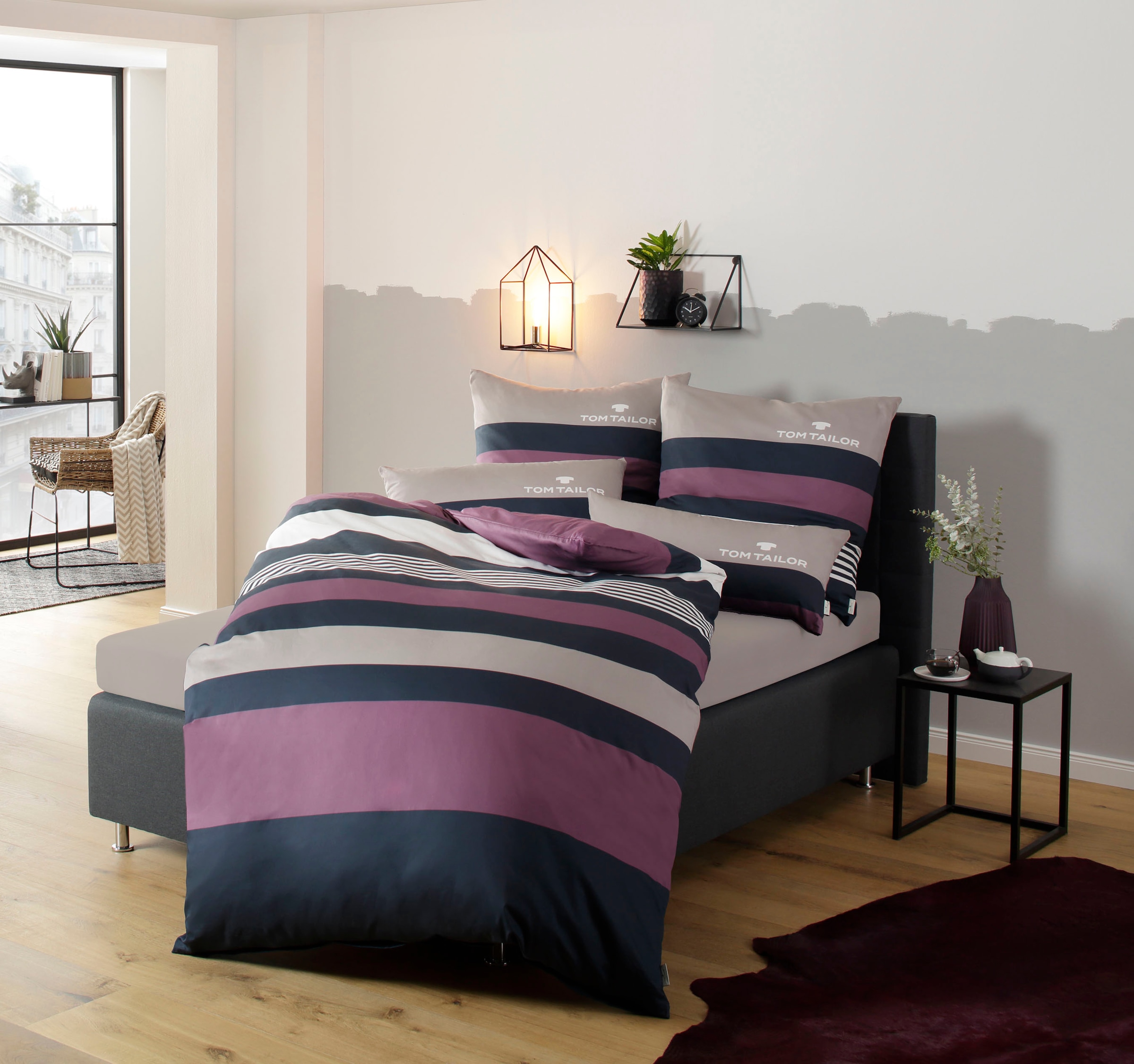 TOM TAILOR HOME Bettwäsche »Carl in Gr. 135x200 oder 155x220 cm«, mit GRATIS-Zugabe: Spannbettlaken, 100% Baumwolle, mit Reissverschluss