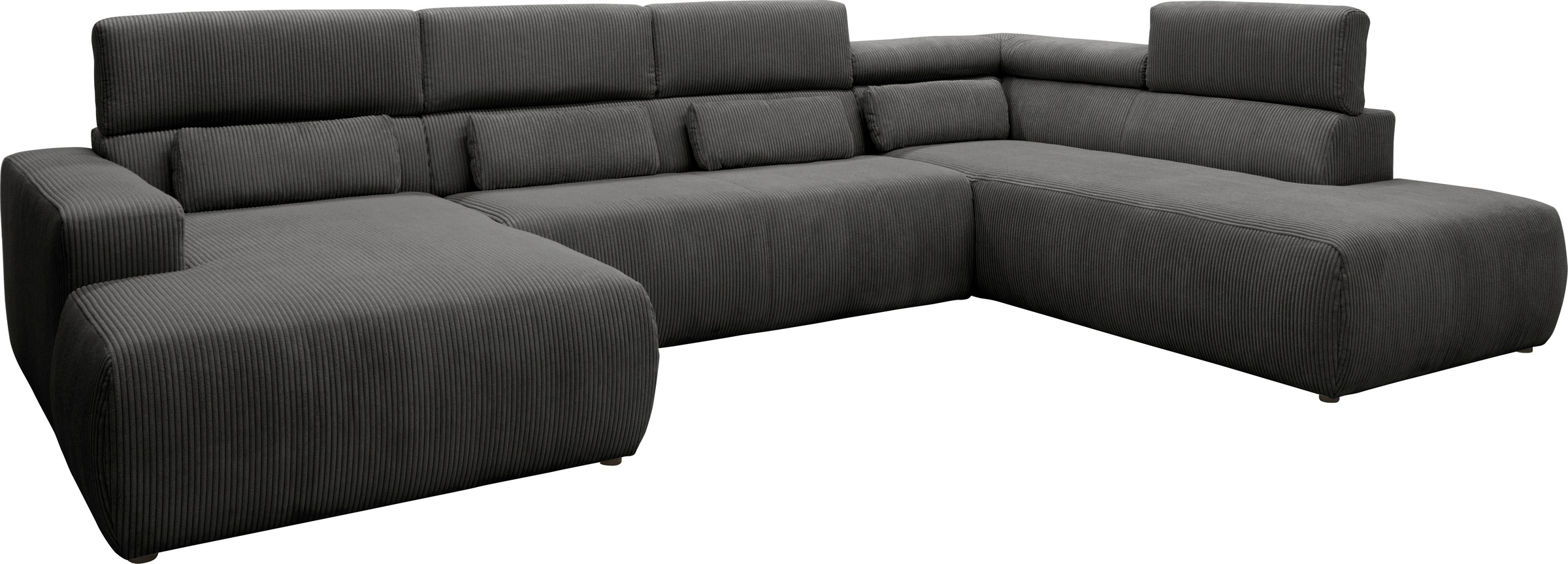 DOMO collection Wohnlandschaft »Brandon viele Bezugsarten, auch in Cord und Leder, incl. Nierenkissen«, mit Kopfteilverstellung, wahlweise Sitztiefenverstellung, U-Form