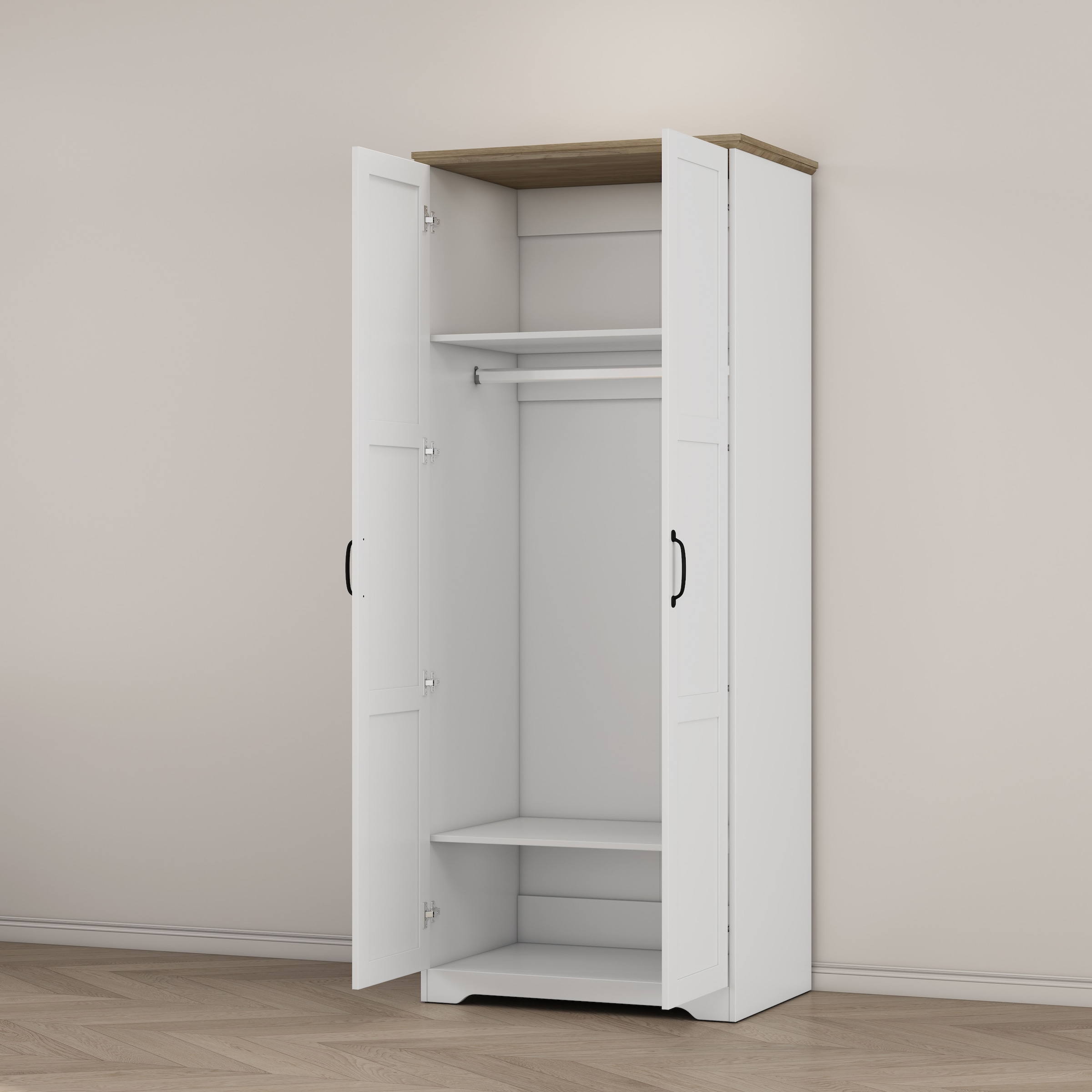 GOODproduct Kleiderschrank »Emmilia Schrank Schlafzimmerschrank im Landhaus Design« Landhaus Schrank mit  2 Türen in Breite 82,7cm, Höhe 2m