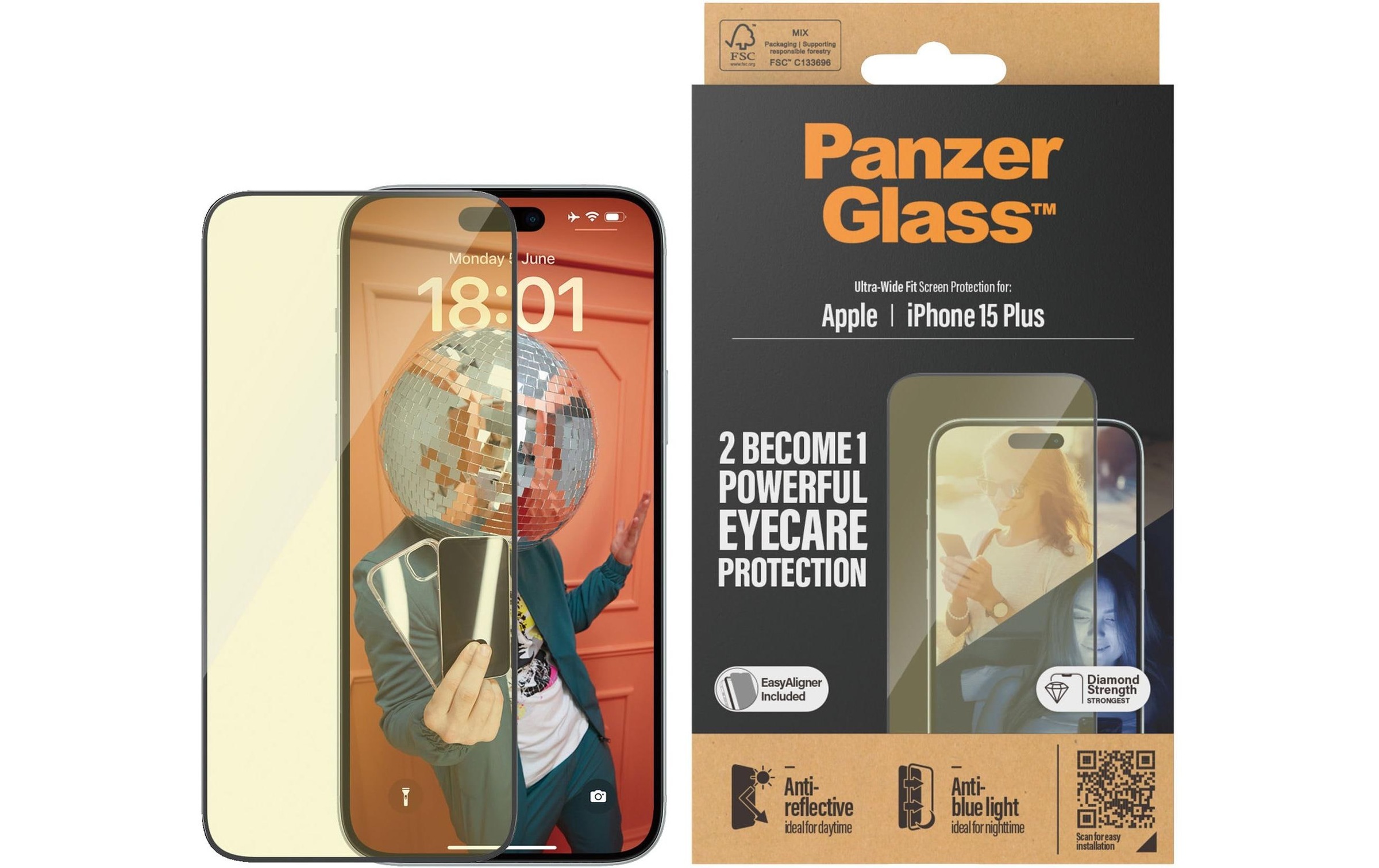 Image of PanzerGlass Displayschutzglas "Anti Reflective iPhone 15 Plus" für iPhone 15 Plus 1 Stk. tlg.