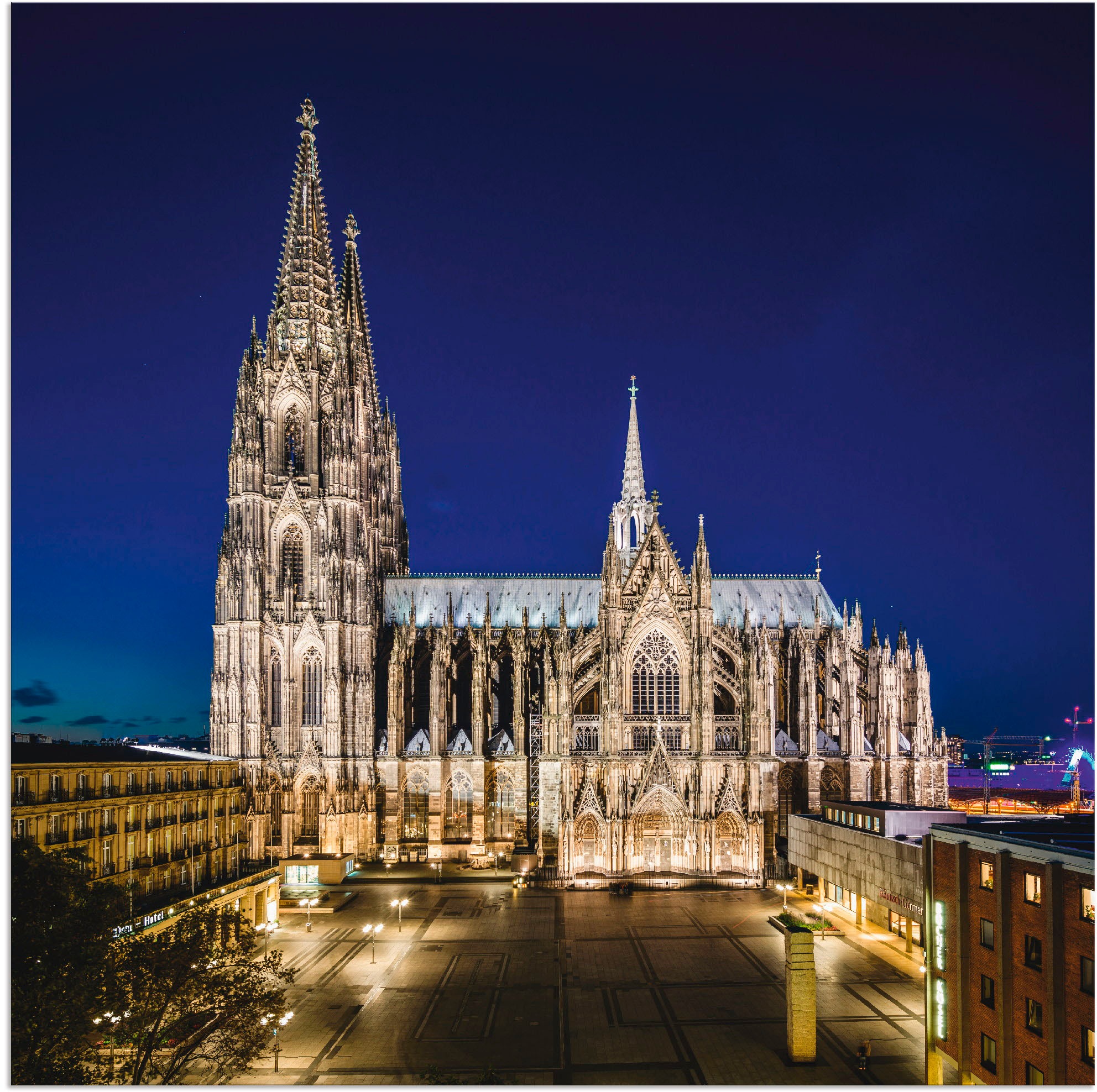 Image of Artland Wandbild »Kölner Dom am Abend«, Gebäude, (1 St.), in vielen Grössen & Produktarten - Alubild / Outdoorbild für den Aussenbereich, Leinwandbild, Poster, Wandaufkleber / Wandtattoo auch für Badezimmer geeignet bei Ackermann Versand Schweiz