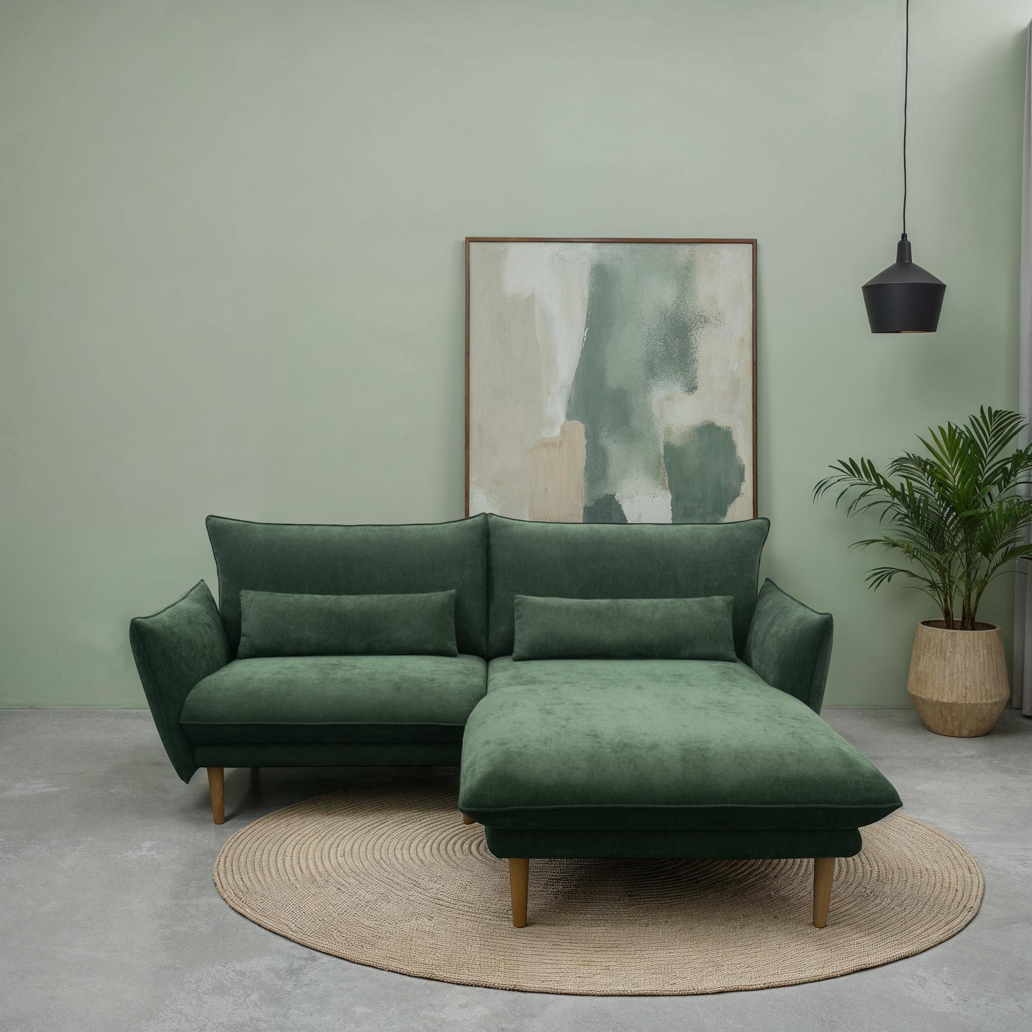 Image of DOMO collection Ecksofa "Leuven kompakte Stellmasse, Breite 200 cm, schmale Armlehnen, L-Form" angenehm feste Polsterung, bodenfrei, 19 cm hohe Holzfüsse