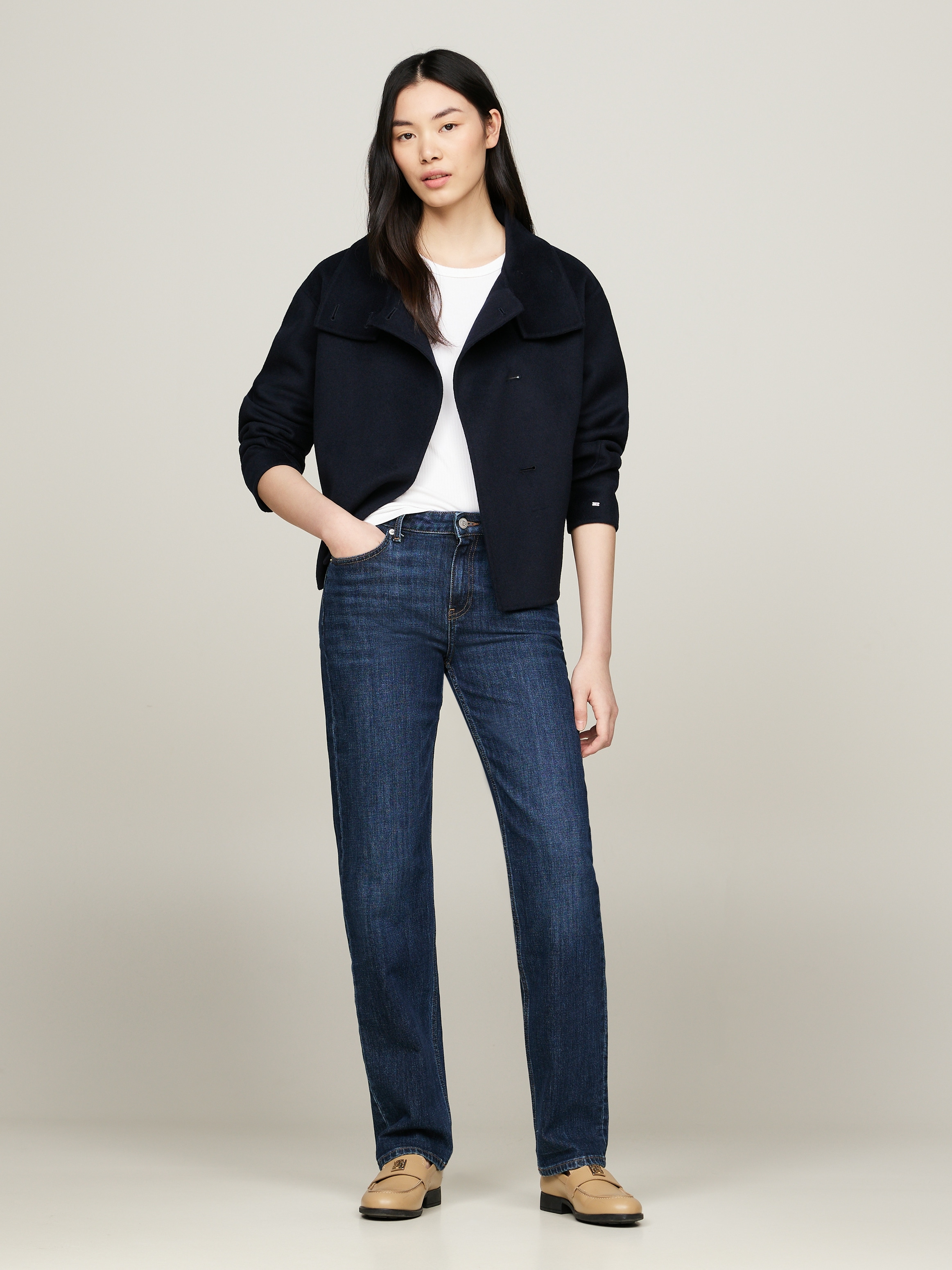 Tommy Hilfiger Outdoorjacke »DF WOOL BLEND FUNNEL JACKET«, mit hochschliessendem Kragen