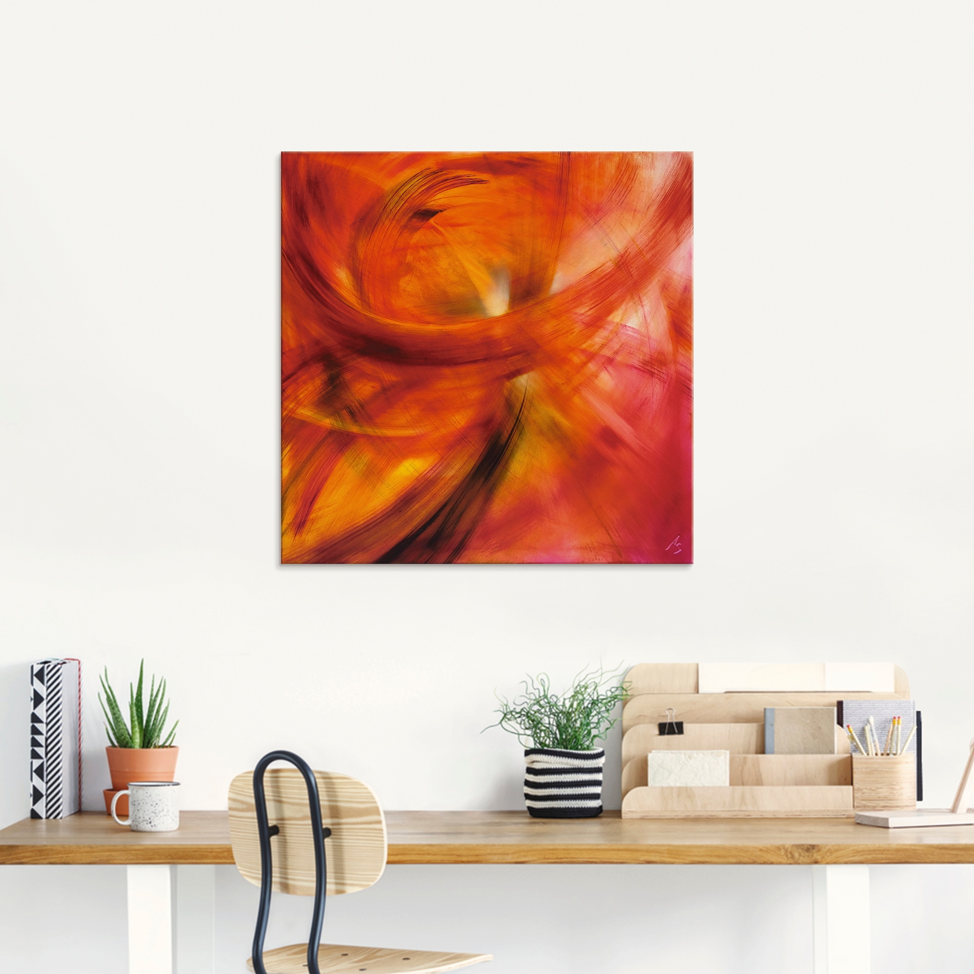 Artland Glasbild »Roter Lichtertanz«, Gegenstandslos, (1 St.), in verschiedenen Grössen