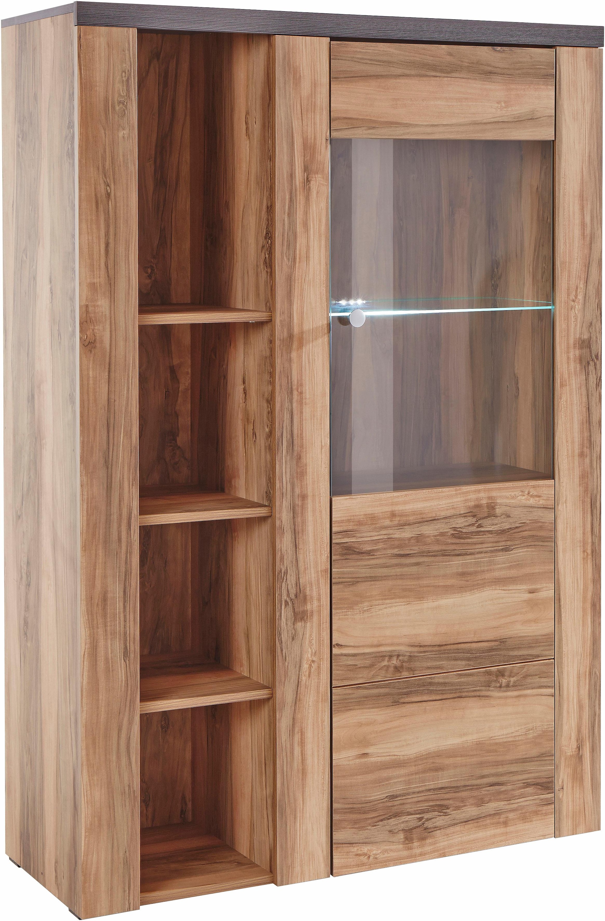 GOODproduct Vitrines »Larona, zeitlose Glasvitirne, Hochschrank Höhe 145 cm« Stauraumvitrine mit dekorativer Rahmenoptik,