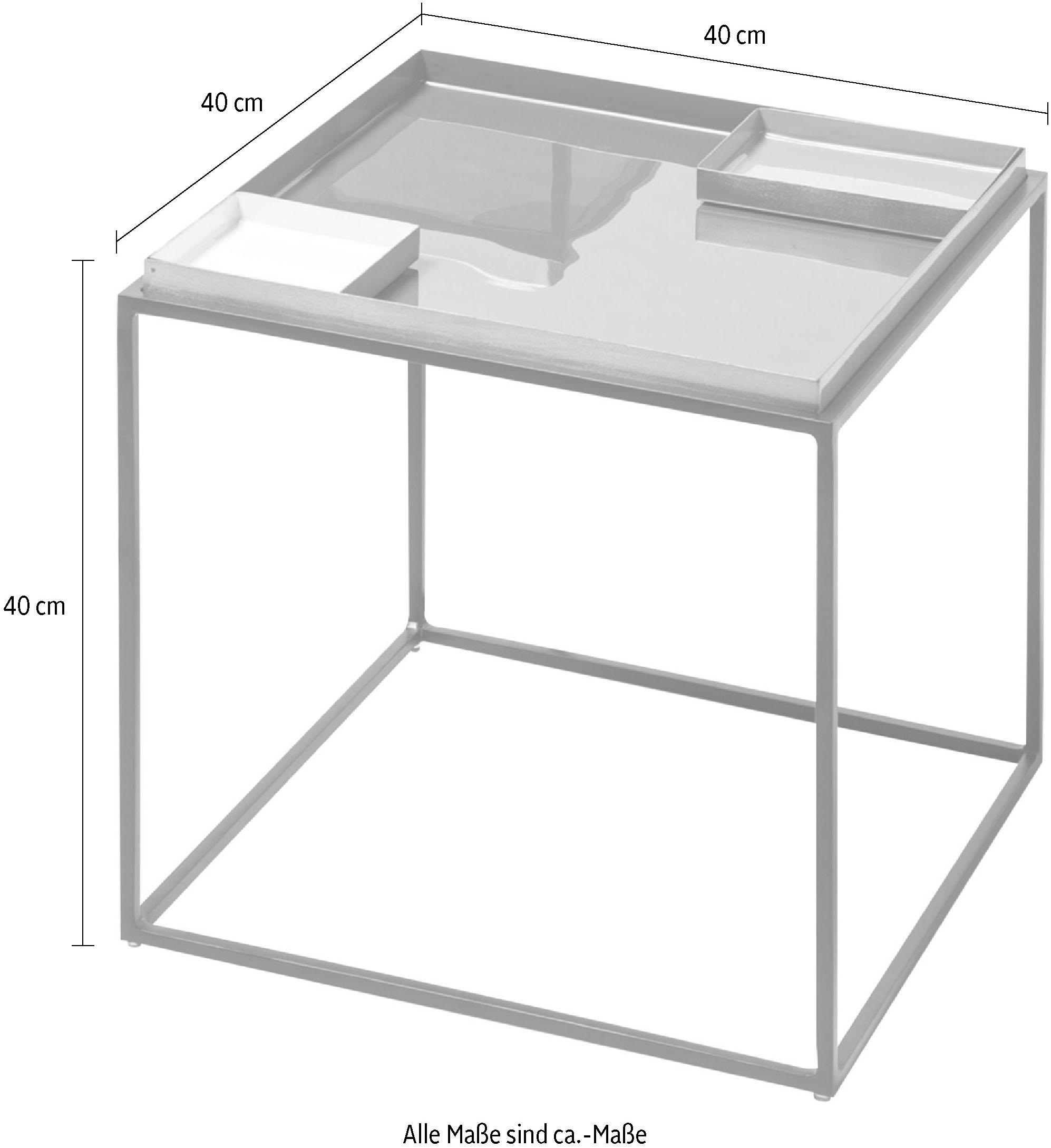 Kayoom Beistelltisch »Famosa, Metall-Beistelltisch in quadratischer Form«, (1 St.), Bunter Tisch, Schalenmasse: 11 x 11 x 2 / 15,8 x 11 x 2 cm