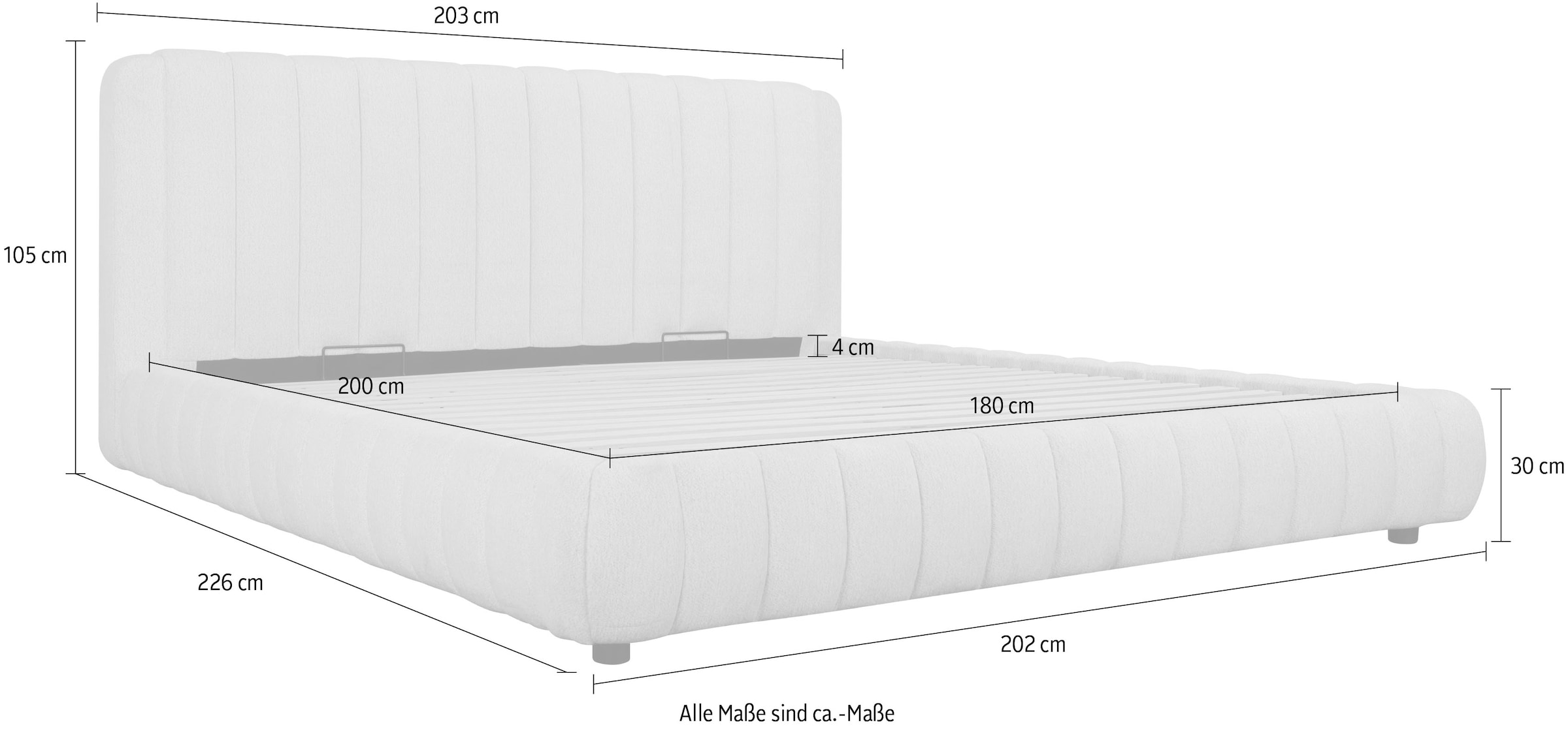 Home affaire Polsterbett »SELVAIR in der Breite 180cm, inkl. Lattenrost und Bettkasten« gepolstertes Kopfteil und Rahmen, Bezug im Chenillecharakter