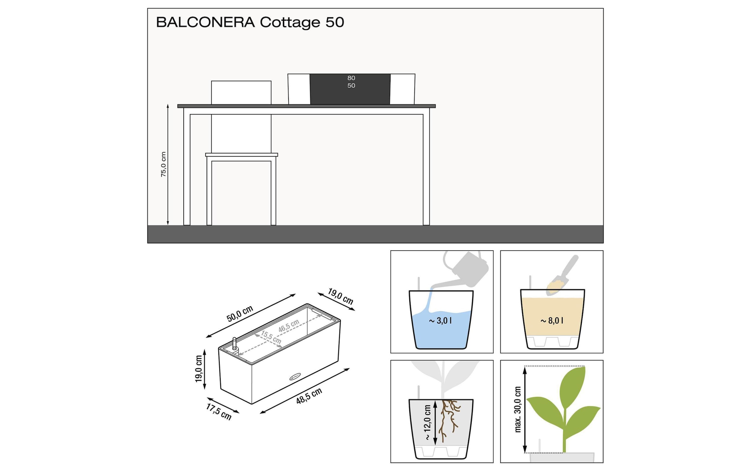   Pot de fleurs »Lechuza Balconera Cottage 50 Braun«