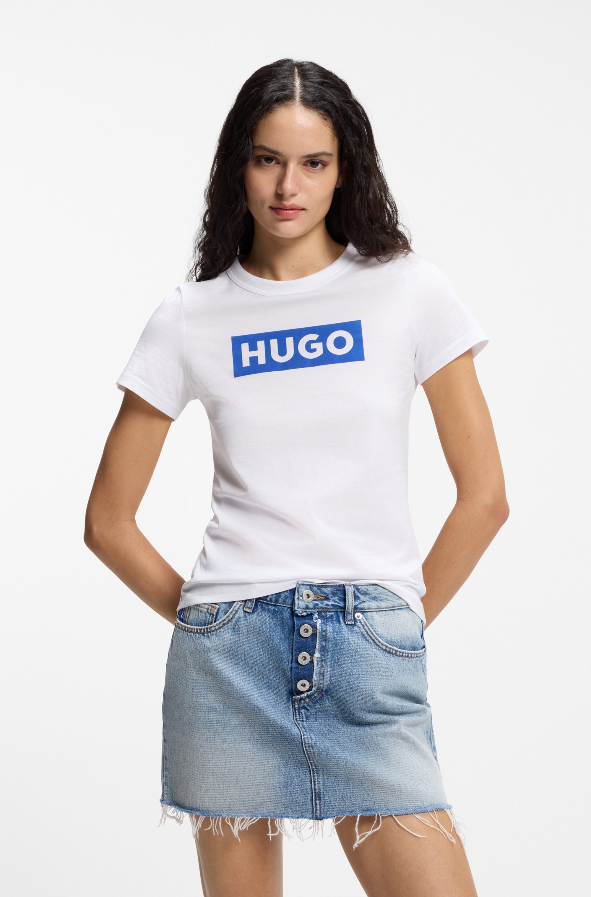 Image of HUGO T-Shirt "Classic Tee" mit Rundhals, Logodruck