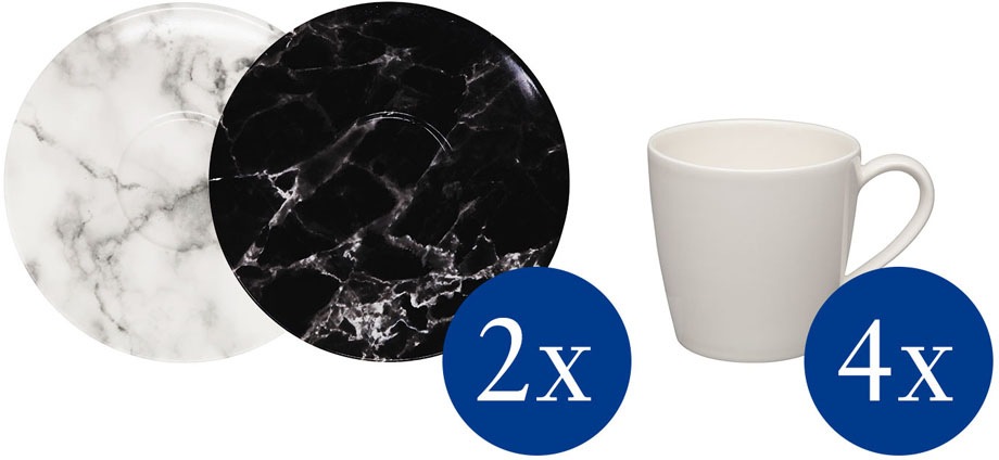 Image of like. by Villeroy & Boch Tasse »Marmory«, (Set, 8 tlg.), Schwarz/Weiss, inkl. Untertasse bei Ackermann Versand Schweiz