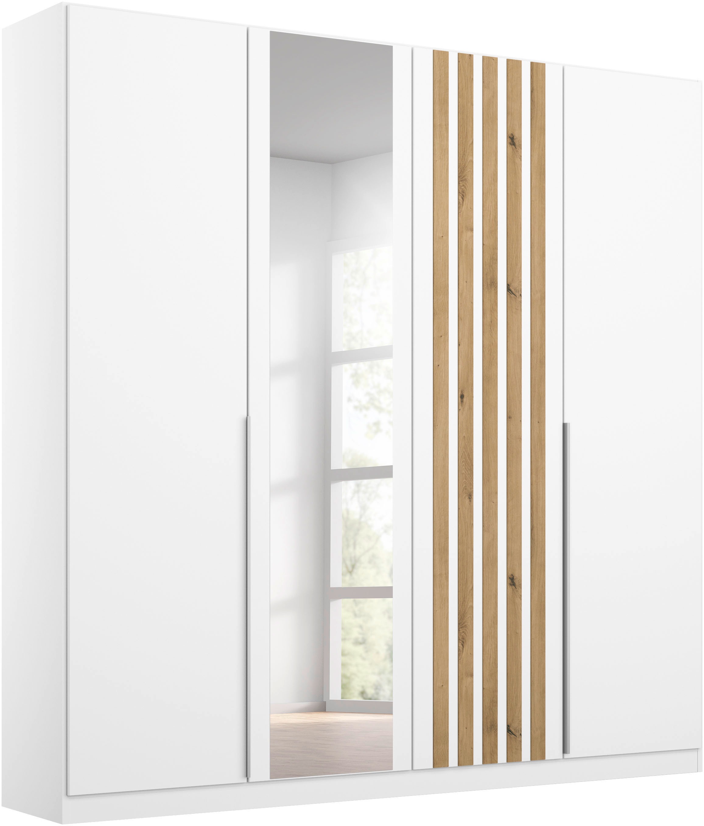 Image of rauch Kleiderschrank "Schrank Garderobe Schlafzimmer Ankleide Breiten 181/226/271 cm LAMELLA" 3 verschiedene Ausstattungen BASIC/CLASSIC/PREMIUM (inkl. SOFT-CLOSE), elegante Lamellen-Auflage in 3D Akustikpaneel Optik MADE IN GERMANY