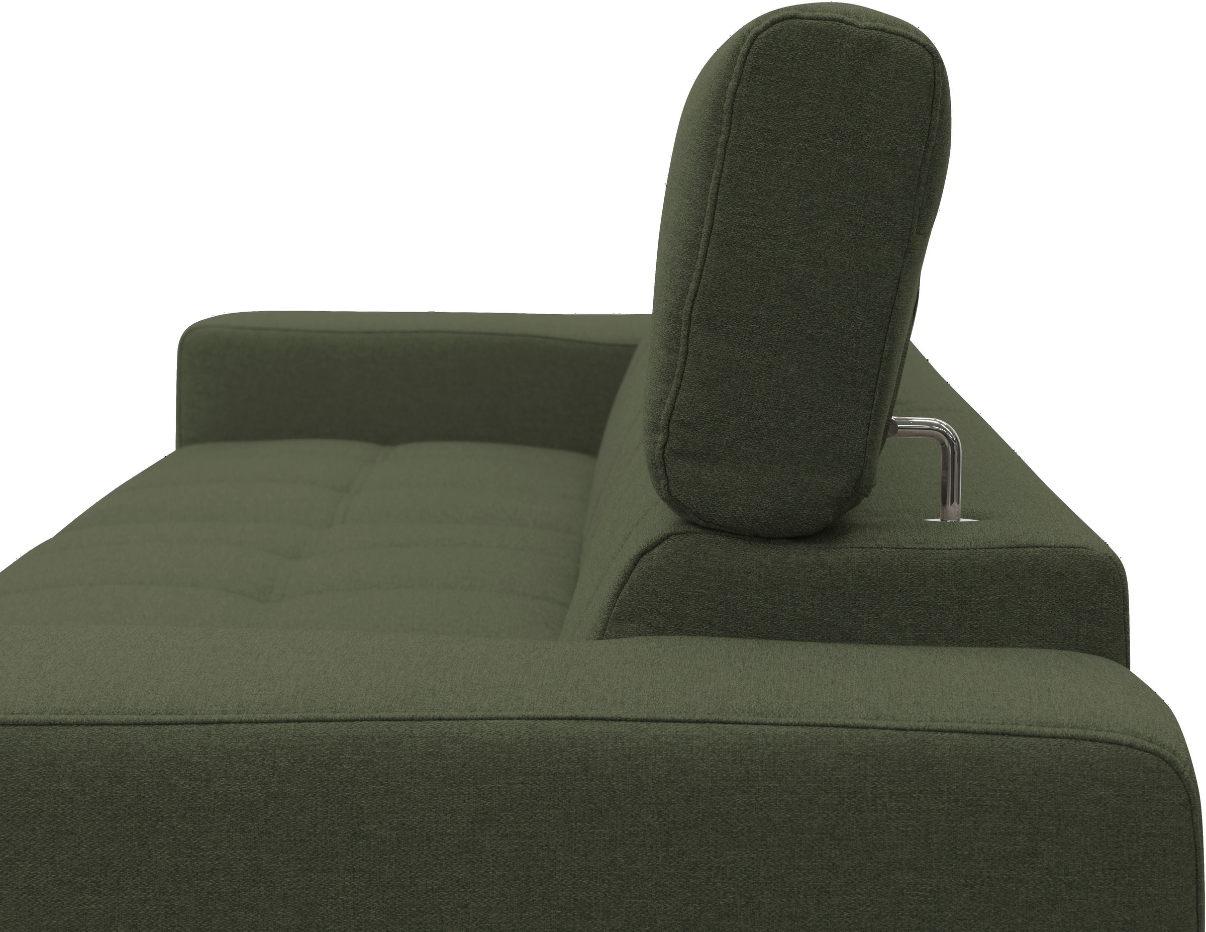 DOMO collection Ecksofa »Trento L-Form, mit Kufenfuss oder Einzelfuss«, wahlweise mit Kopfteilverstellung, Recamiere links/rechts bestellbar