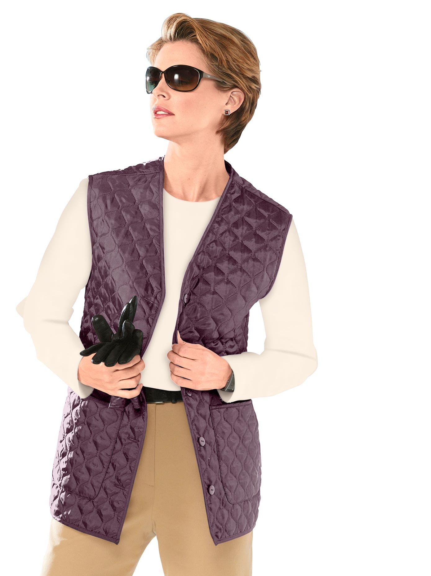 Steppweste mit farblich abgestimmten Knöpfen