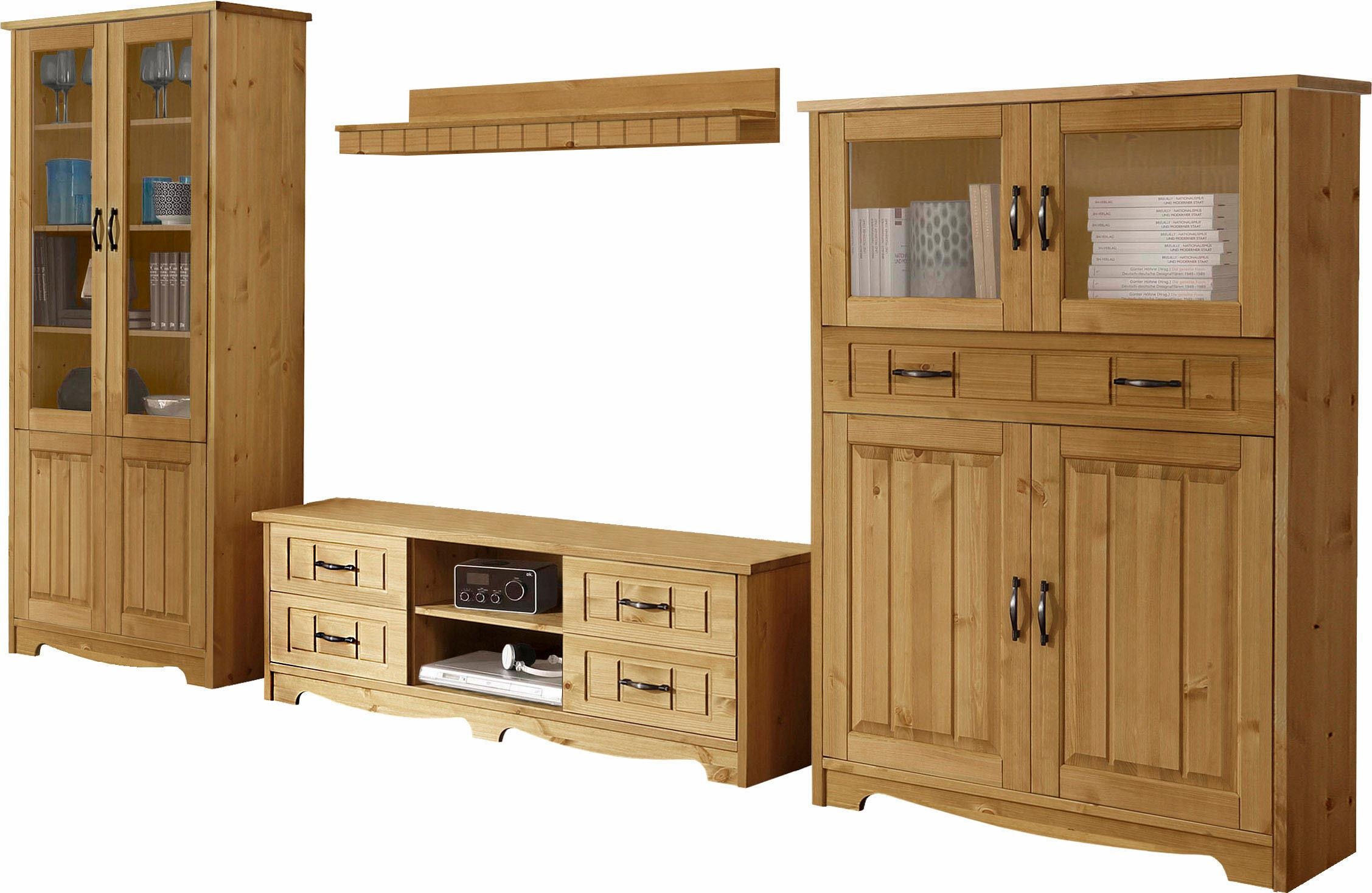 Home affaire Wohnwand »Trinidad«, (Set, 4 St.), Set aus 1 Vitrine, 1 Lowboard, 1 Highboard, 1 Wandboard