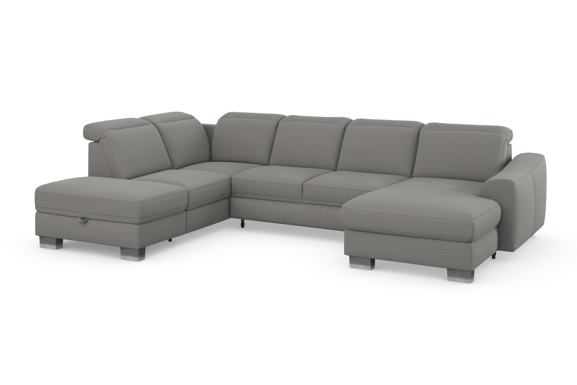 sit&more Wohnlandschaft »Dundee U-Form«, mit Federkern und Edelstahlfüssen, wahlweise mit Kopfteilverstellung