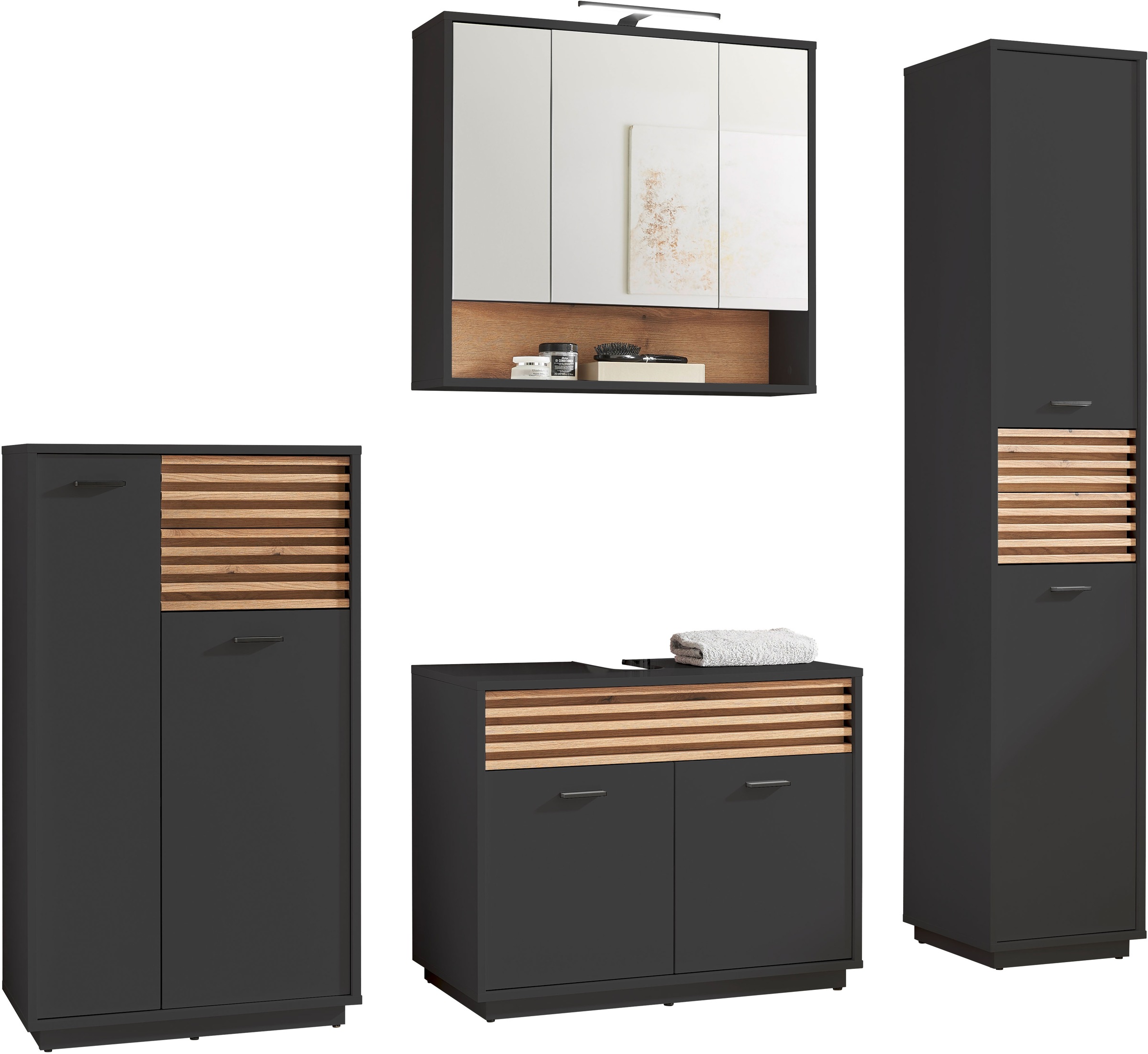 BASIC by Balculina Armoire sous lavabo »Liguria B/H/T 80x64x40 cm« 1 cuis tlg. Largeur 80cm, tiroir sous plan, FSC-Mix 70%