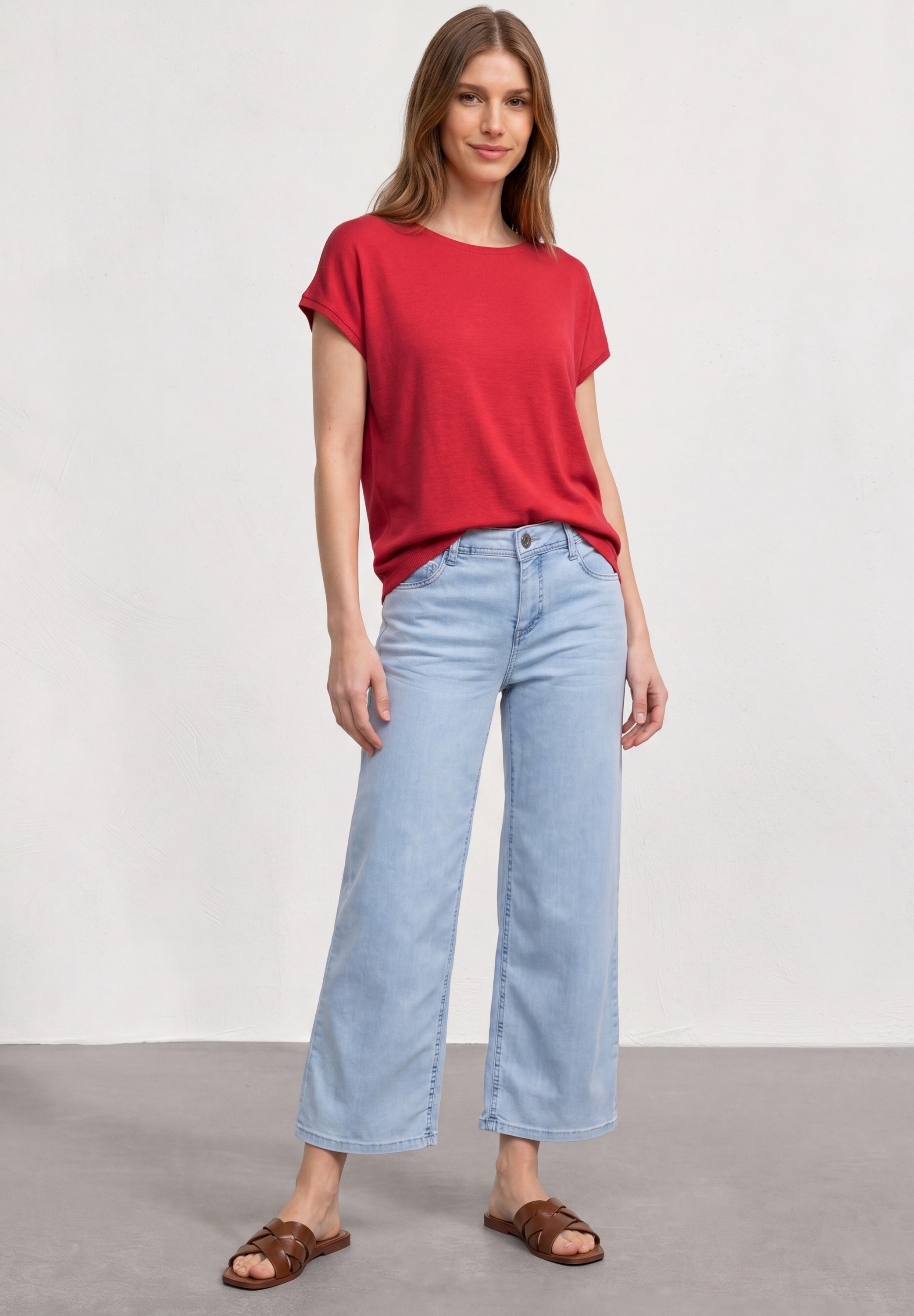 STREET ONE Kurzarmshirt Sommershirt aus Viskose mit Stretch