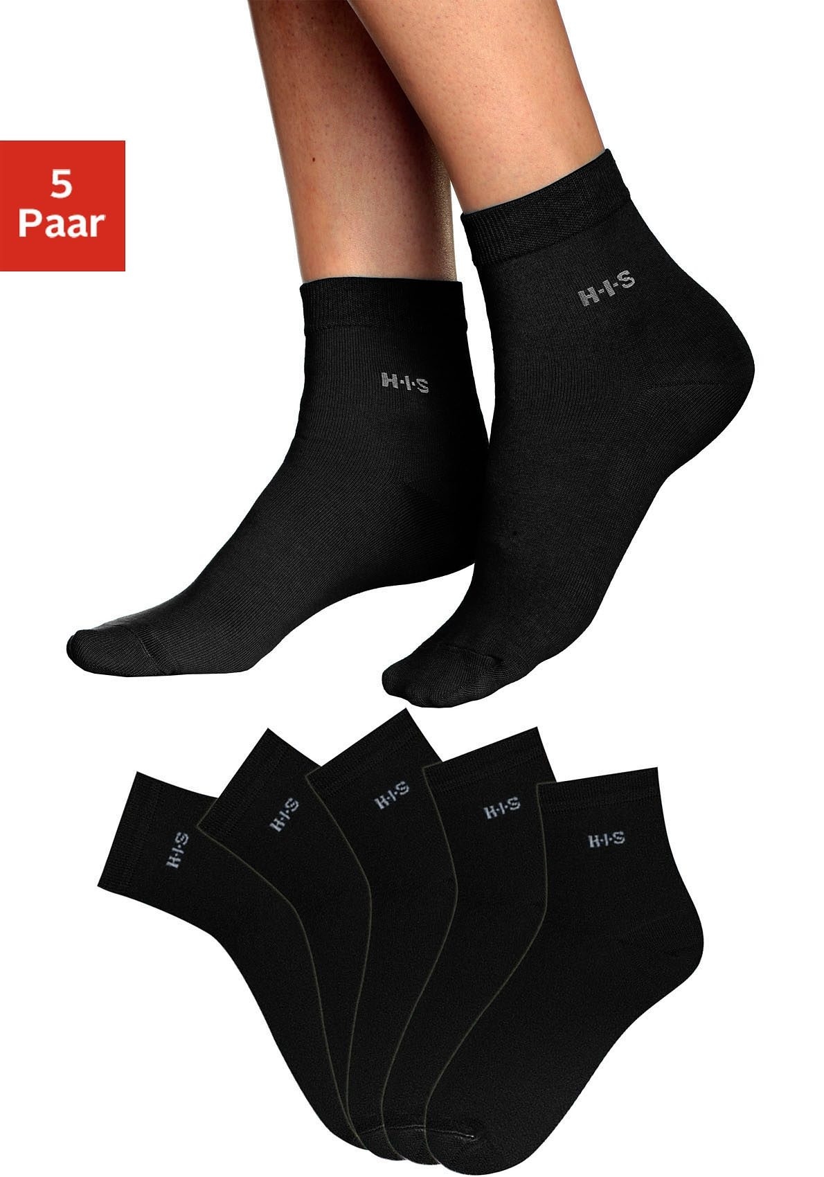 H.I.S Kurzsocken, (Packung, 5 Paar), mit Bündchen über dem Knöchel